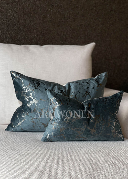 FERIRE - Decorative Cushion - Marble - Blue