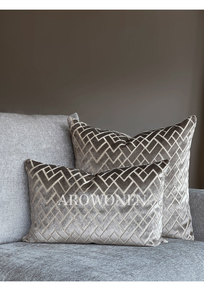 Decorative Cushion - Checkerd - Taupe
