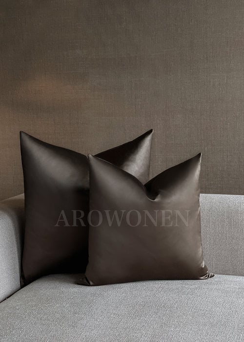 FERIRE Decorative Cushion - Hester Satin - Shiny Brunette