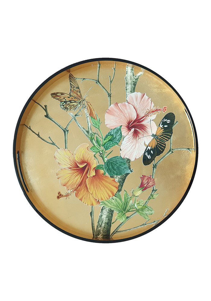 Tray - Lacquered Butterfly Flower Ø35cm