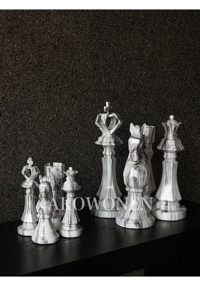 Chess Pieces - White Marble - Set of 4 - H23cm
