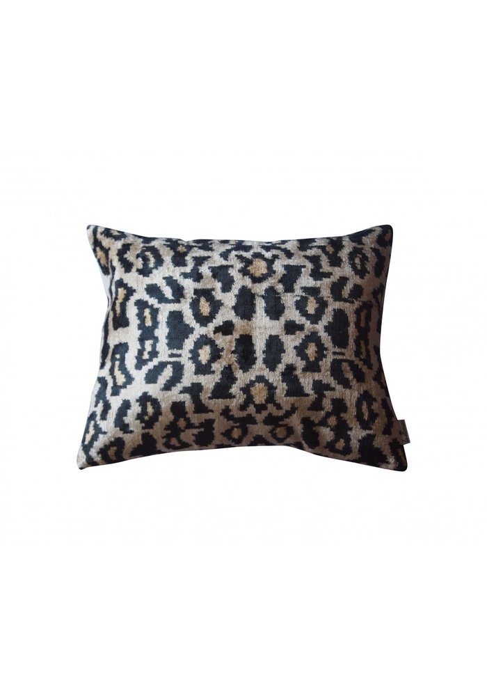 Decorative Cushion - Silk Velvet - Black / Brown - 40 x 50 cm