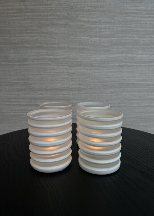 Tealight Holder - Stripes - Pure White