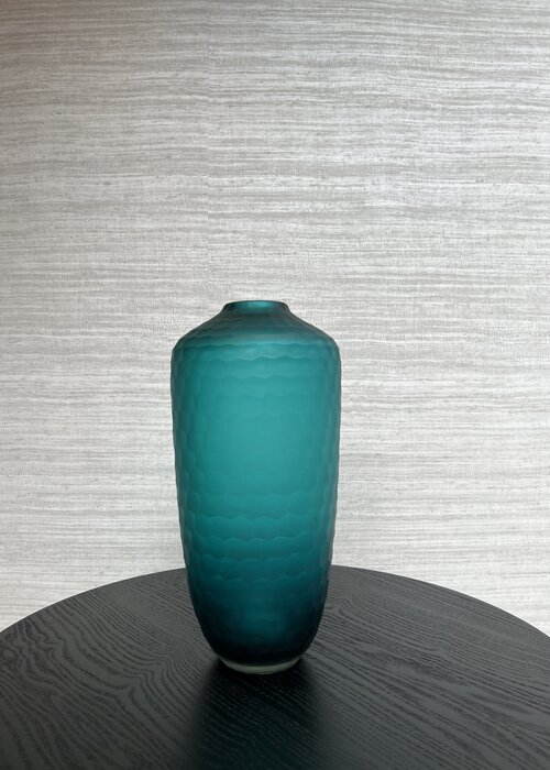 Vase - Carved - Ocean Blue - H36cm