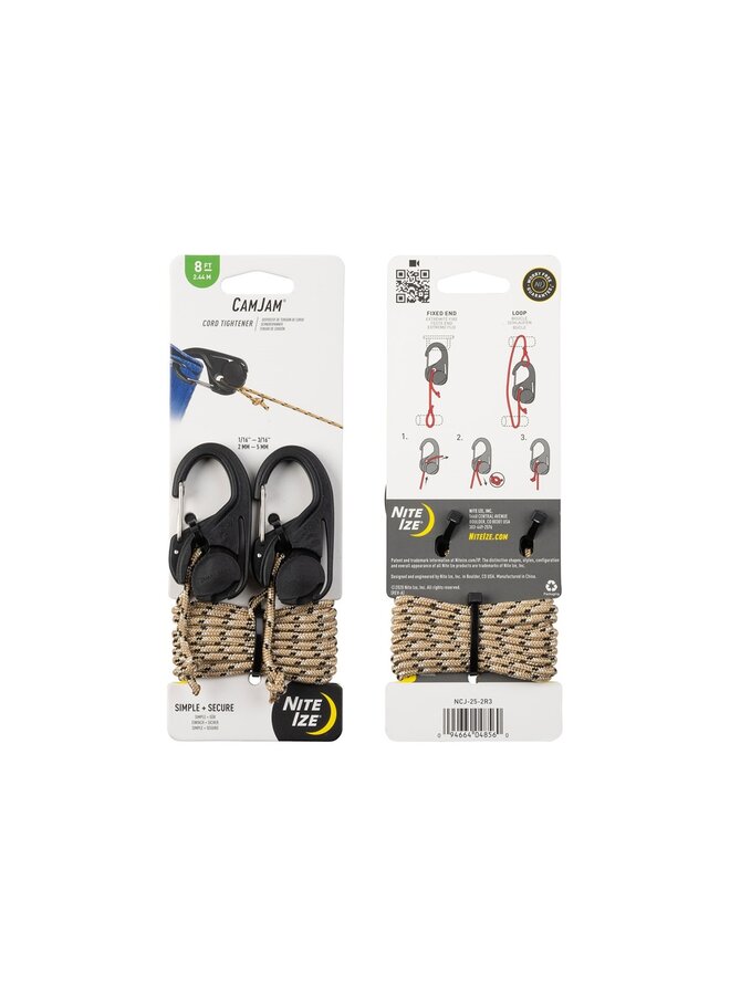 Spanhaak 2-pack Zwart Met Tan Koord