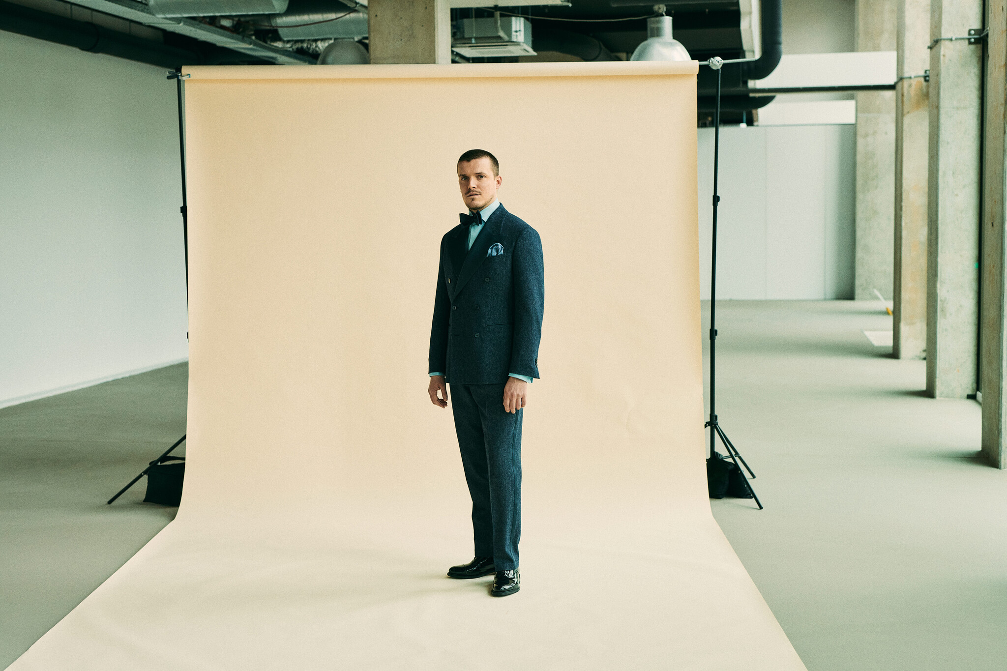 Denim double breasted tuxedo