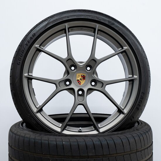 20/21-inch 992 Carrera lichtgewicht wielset, Platina zijdeglans