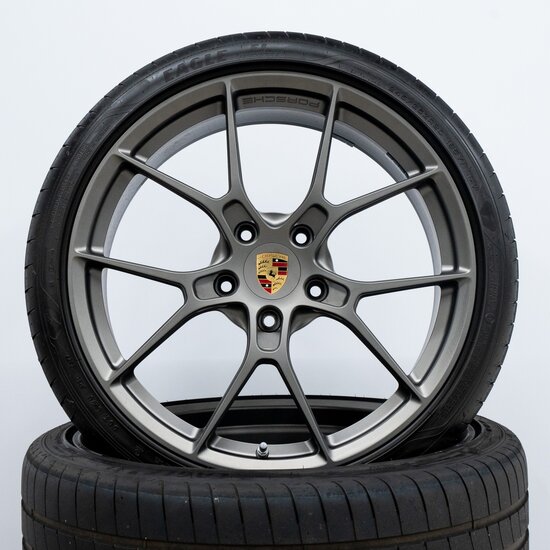 20/21-inch 992 Carrera lichtgewicht wielset, Platina zijdeglans