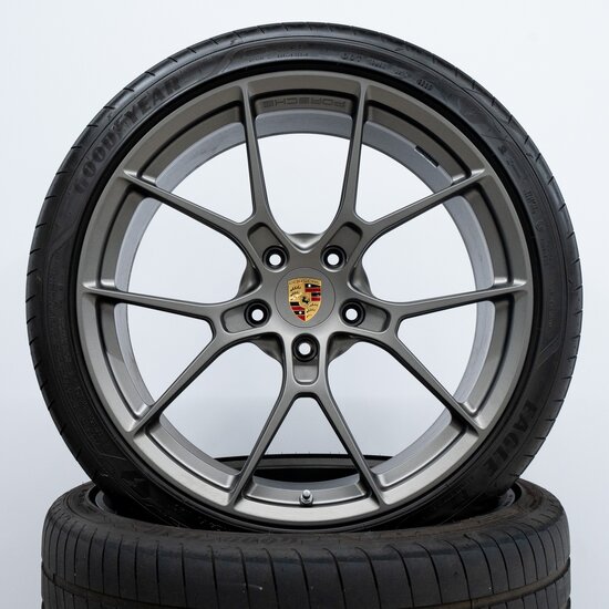 20/21-inch 992 Carrera lichtgewicht wielset, Platina zijdeglans