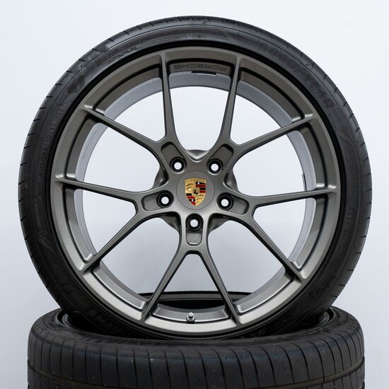 20/21-inch 992 Carrera lichtgewicht wielset, Platina zijdeglans