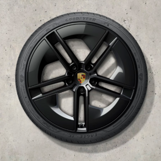 21 inch Taycan Exclusive Design zomerwielenset hoogglans zwart gespoten