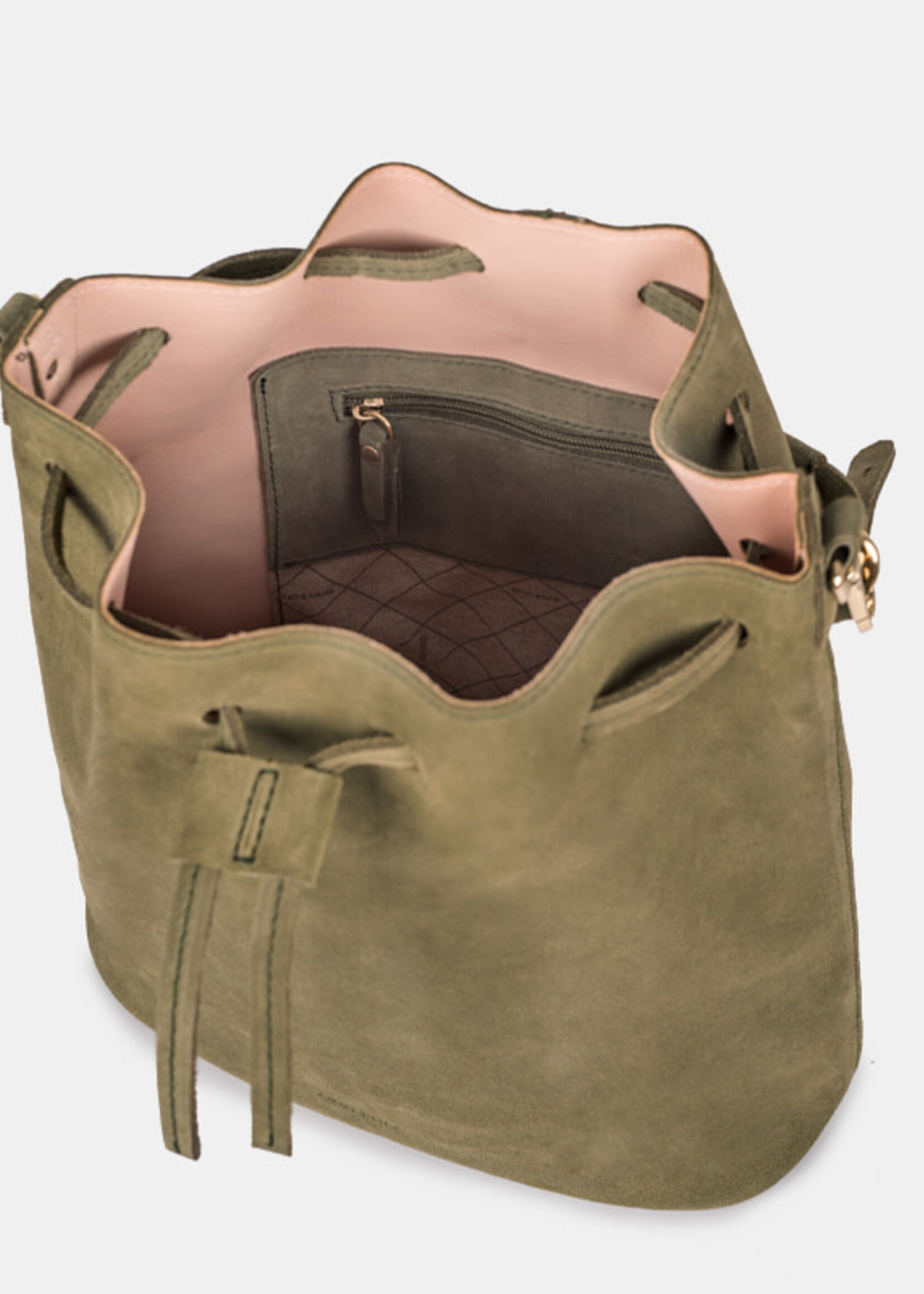 Ann Kurz Saku Beuteltasche Suede Olive