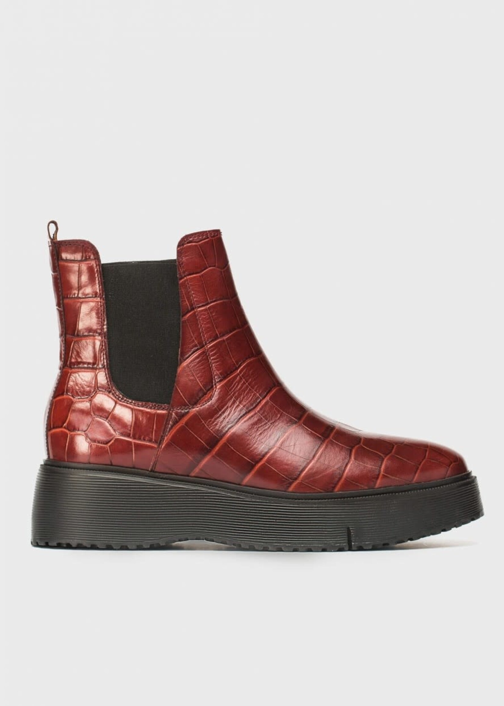 Plateau Chelsea Boots mit Krokoprägung Rot