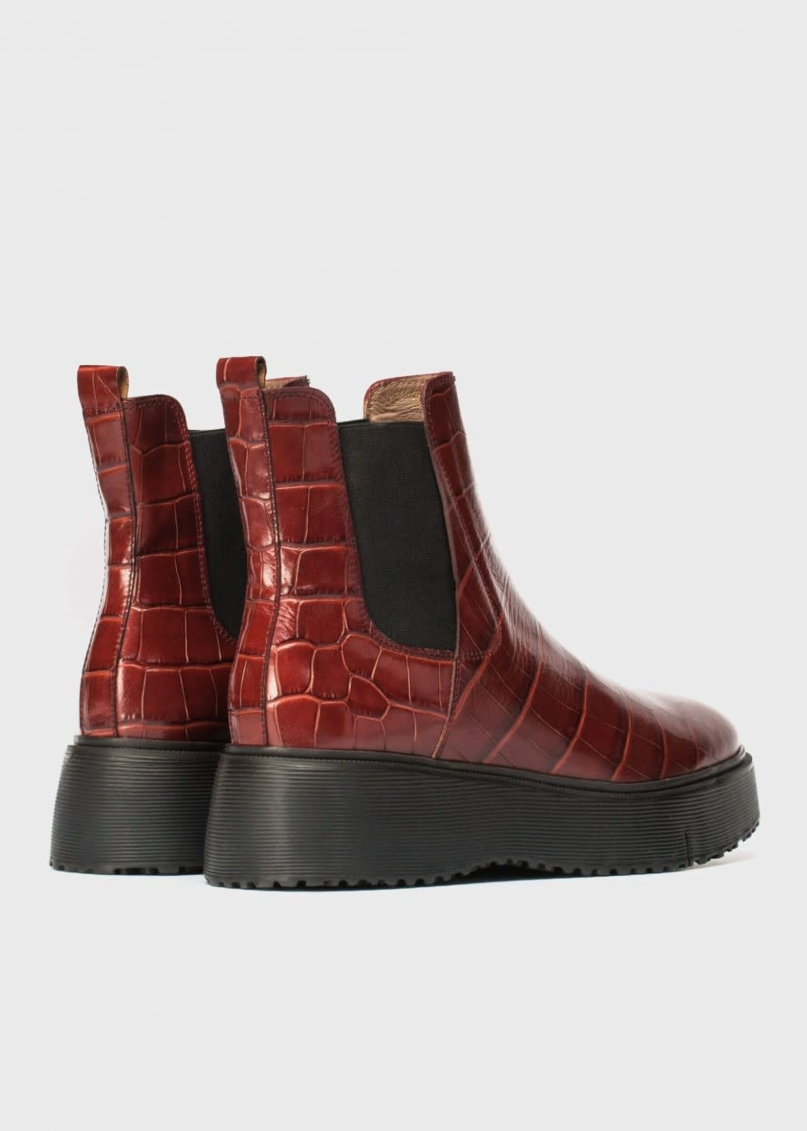 Plateau Chelsea Boots mit Krokoprägung Rot