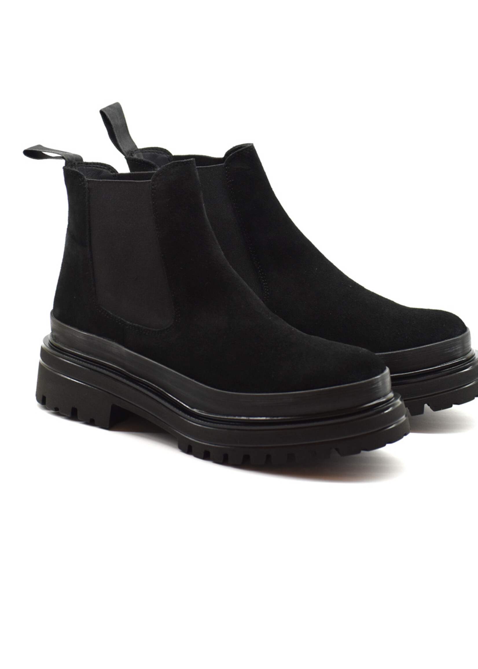 Plateau-Chelsea Boots  A3110 Wildleder Schwarz