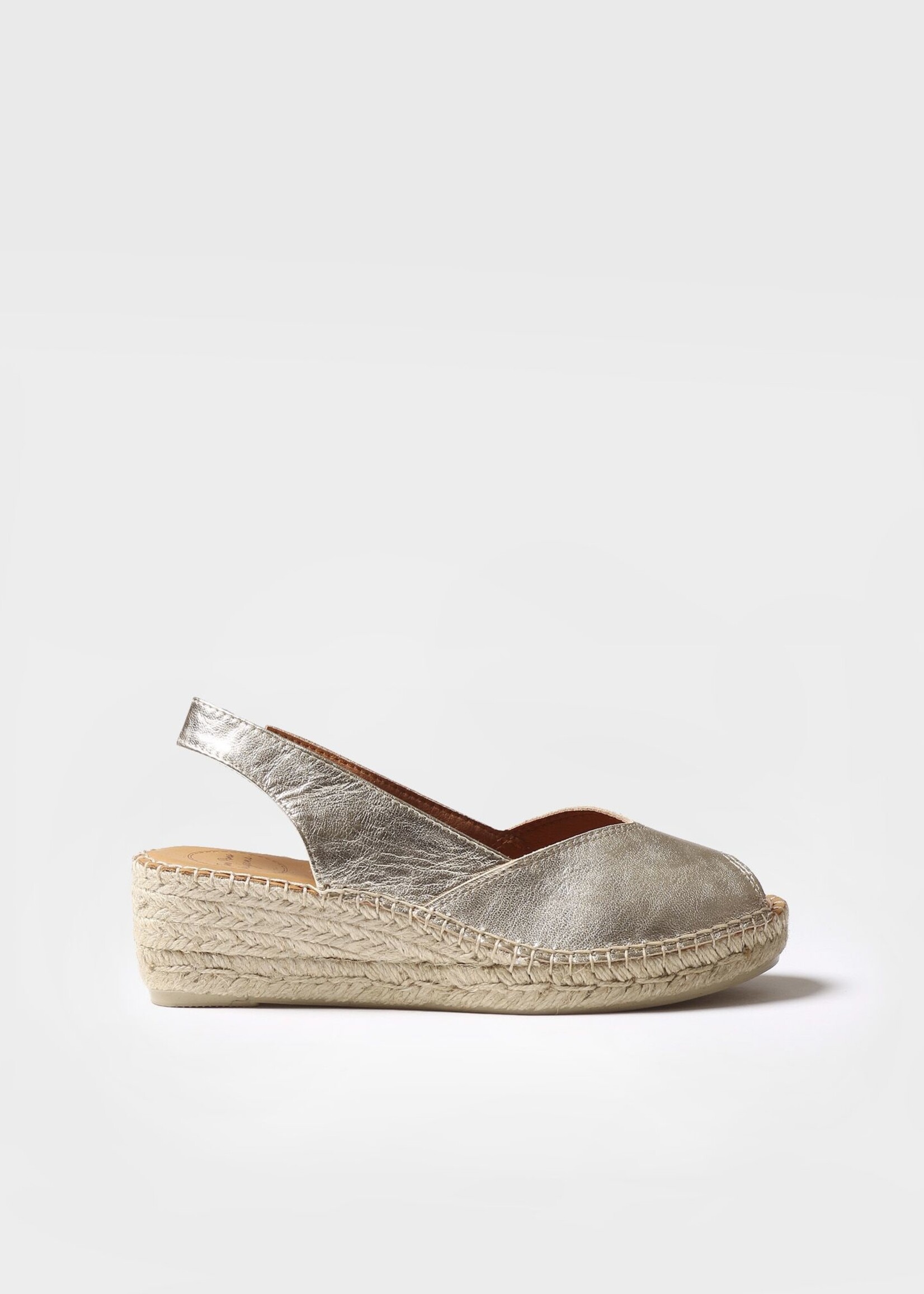 Sling Back  Espadrilles mit Keilabsatz Leder Gold