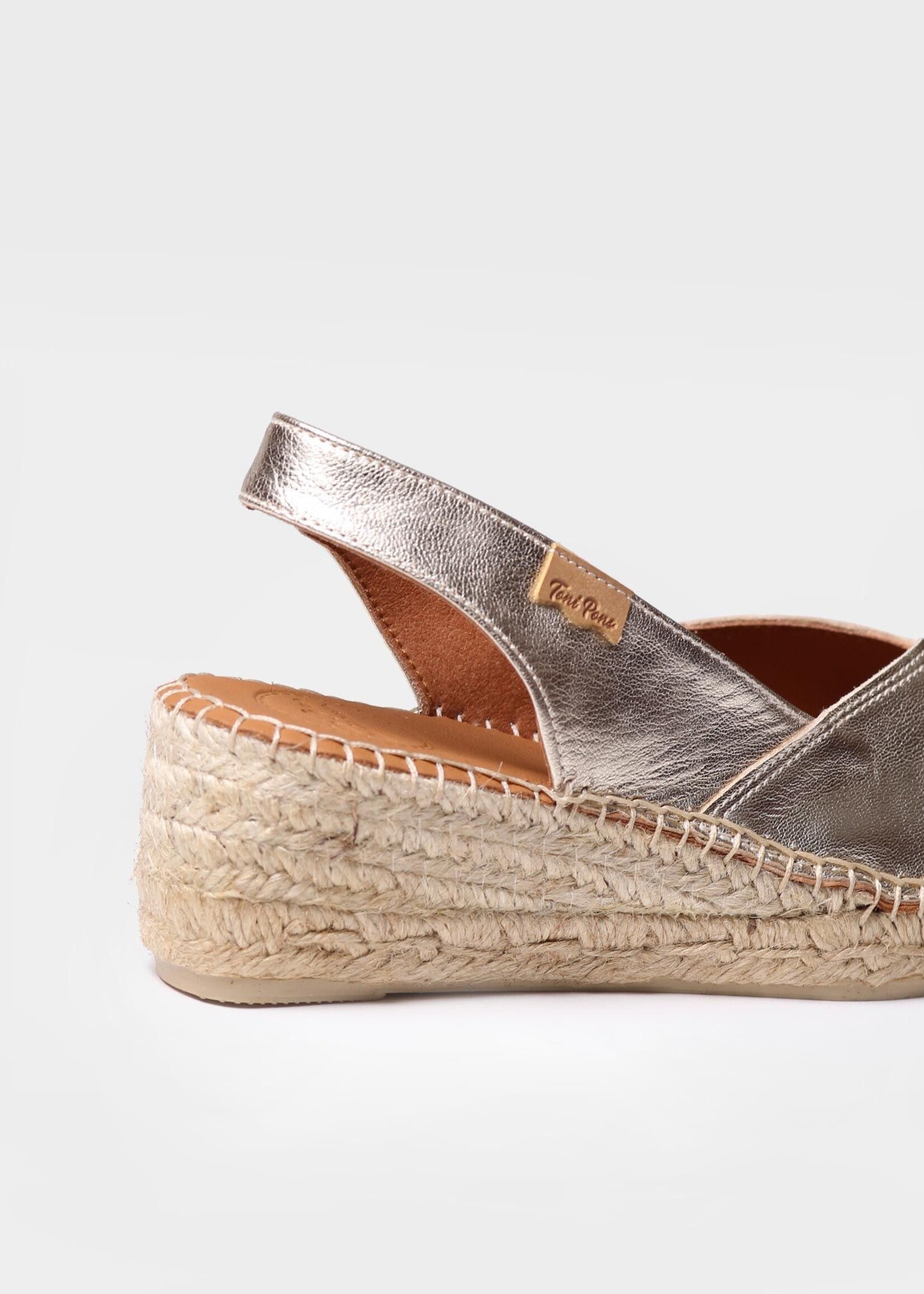 Sling Back  Espadrilles mit Keilabsatz Leder Gold