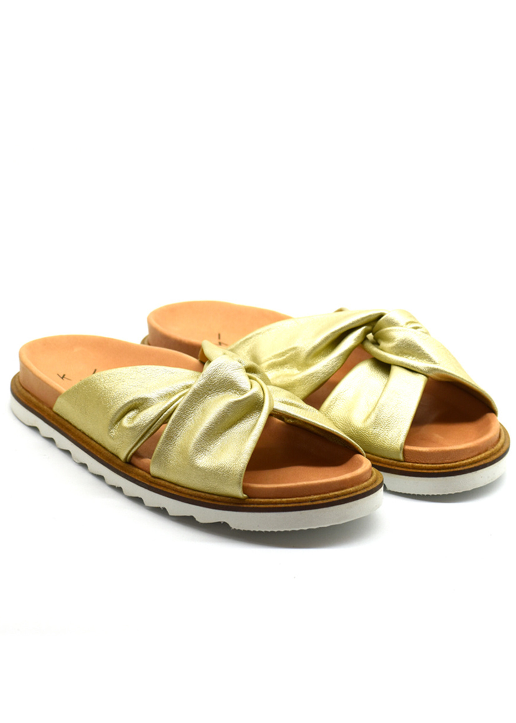 Slides Leder Metallic Gold