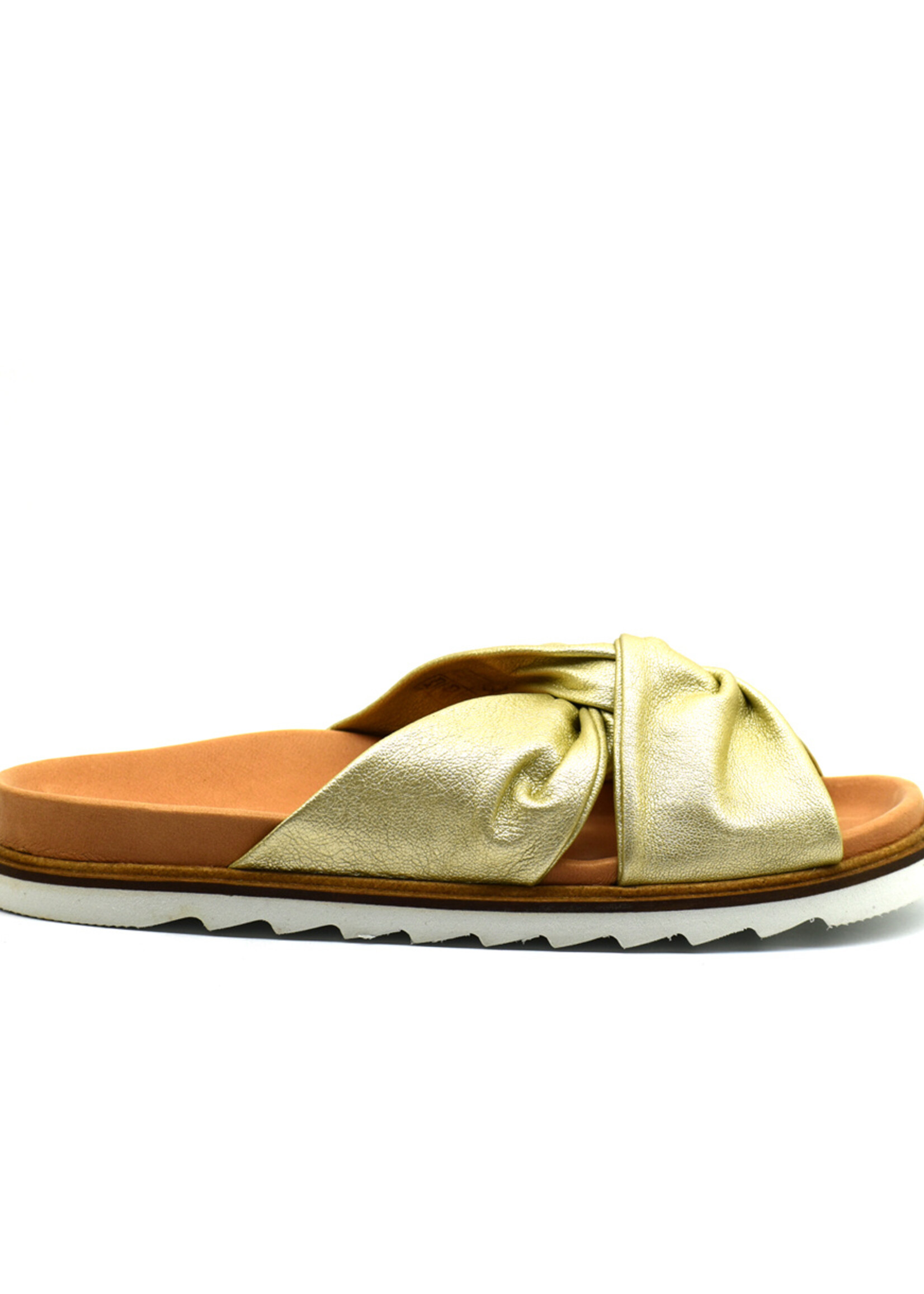 Slides Leder Metallic Gold