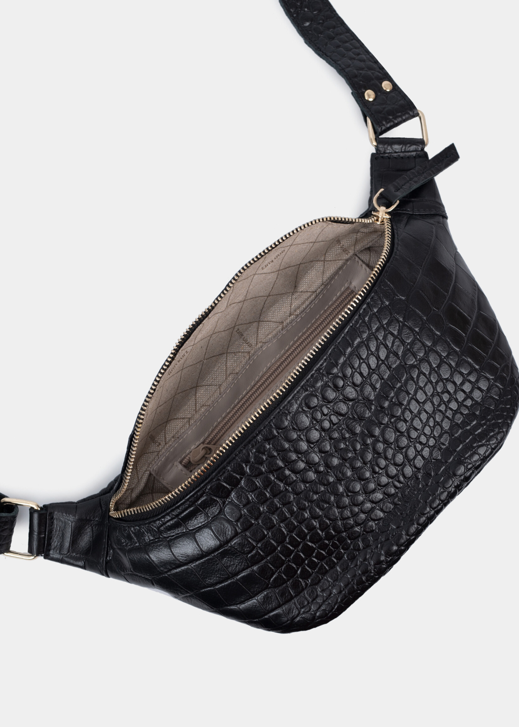 Ann Kurz Fanny Bauchtasche Kroko Black