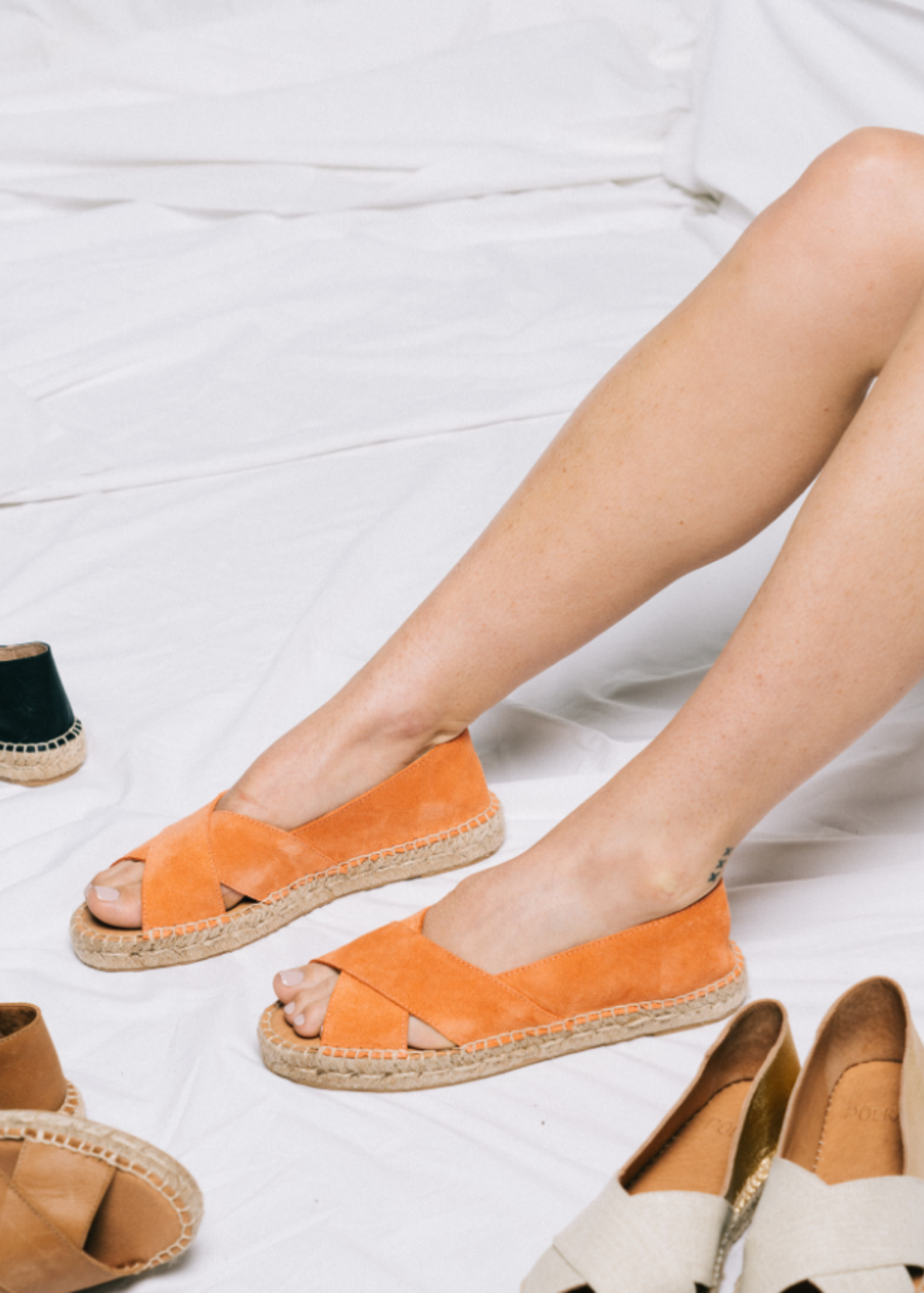 Peeptoe Espadrilles Wildleder Coral