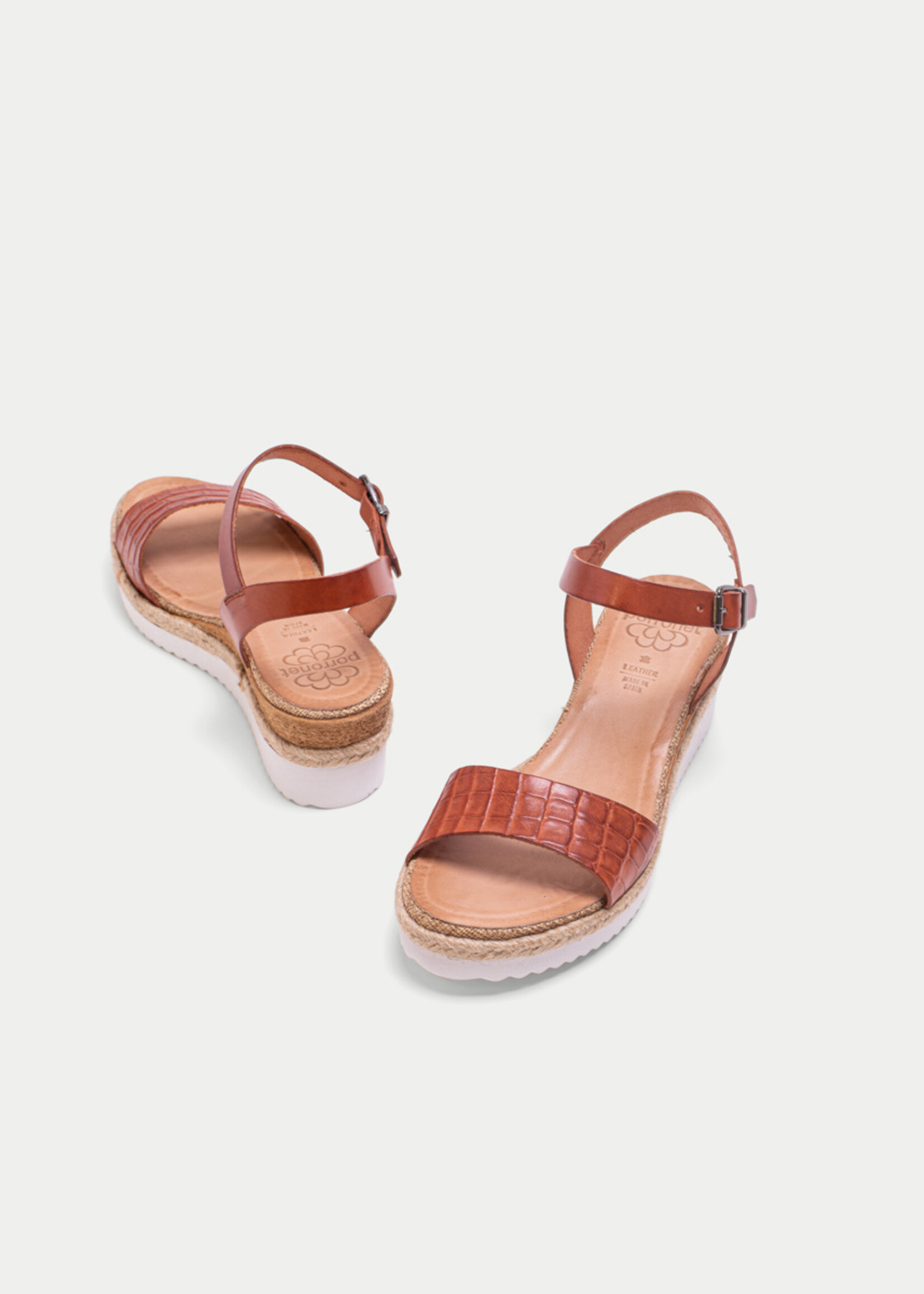 Plateau Sandalen Kroko Braun