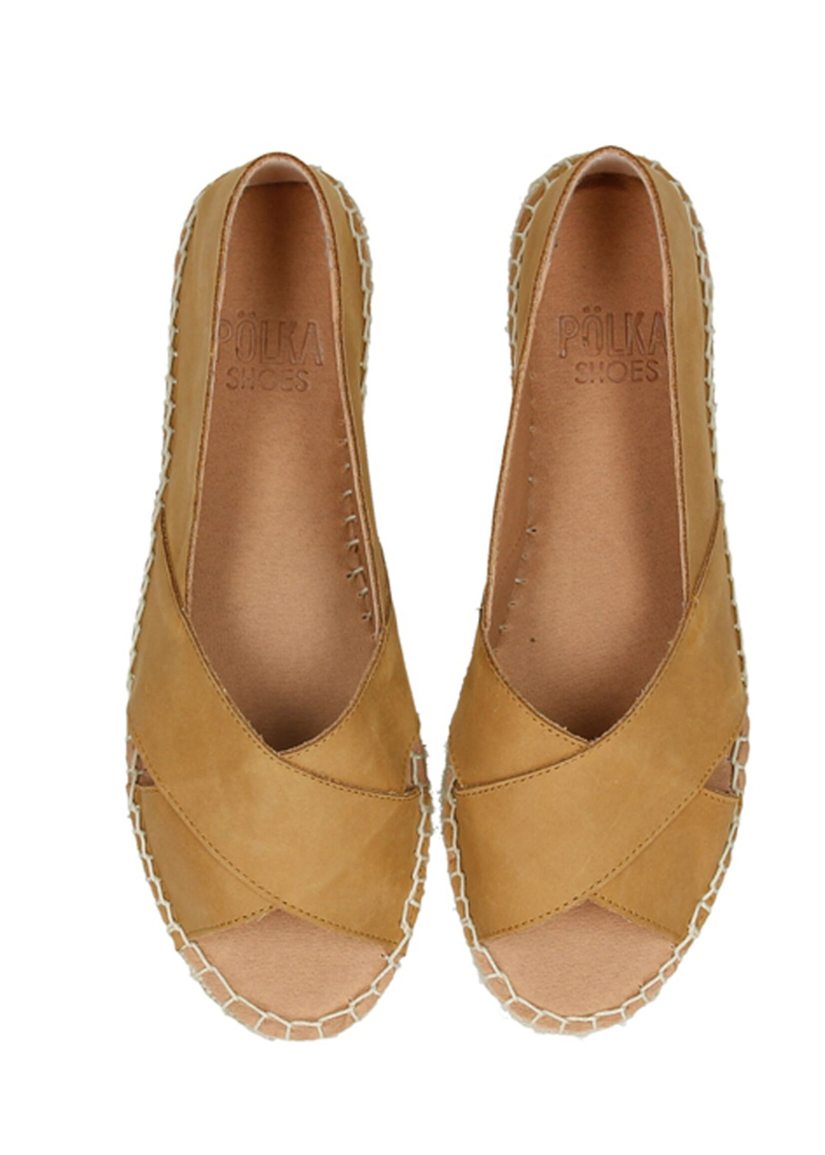 Peeptoe Espadrilles Leder Cuoio