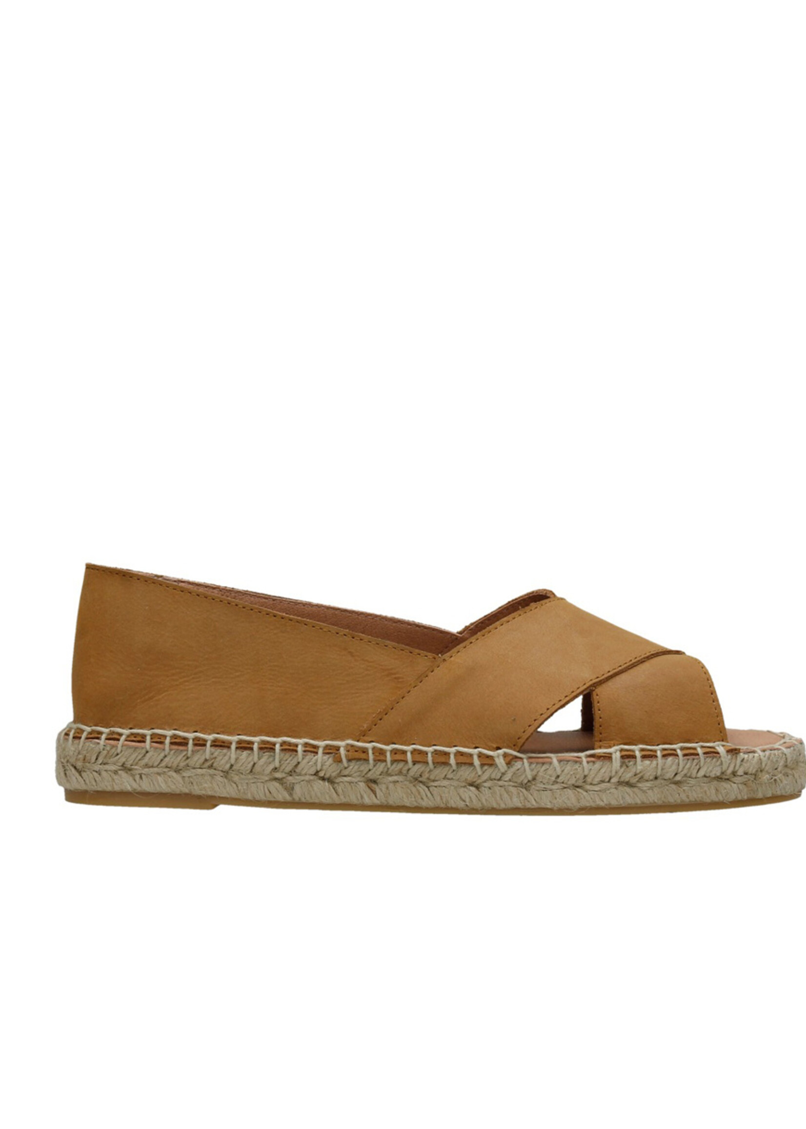 Peeptoe Espadrilles Leder Cuoio