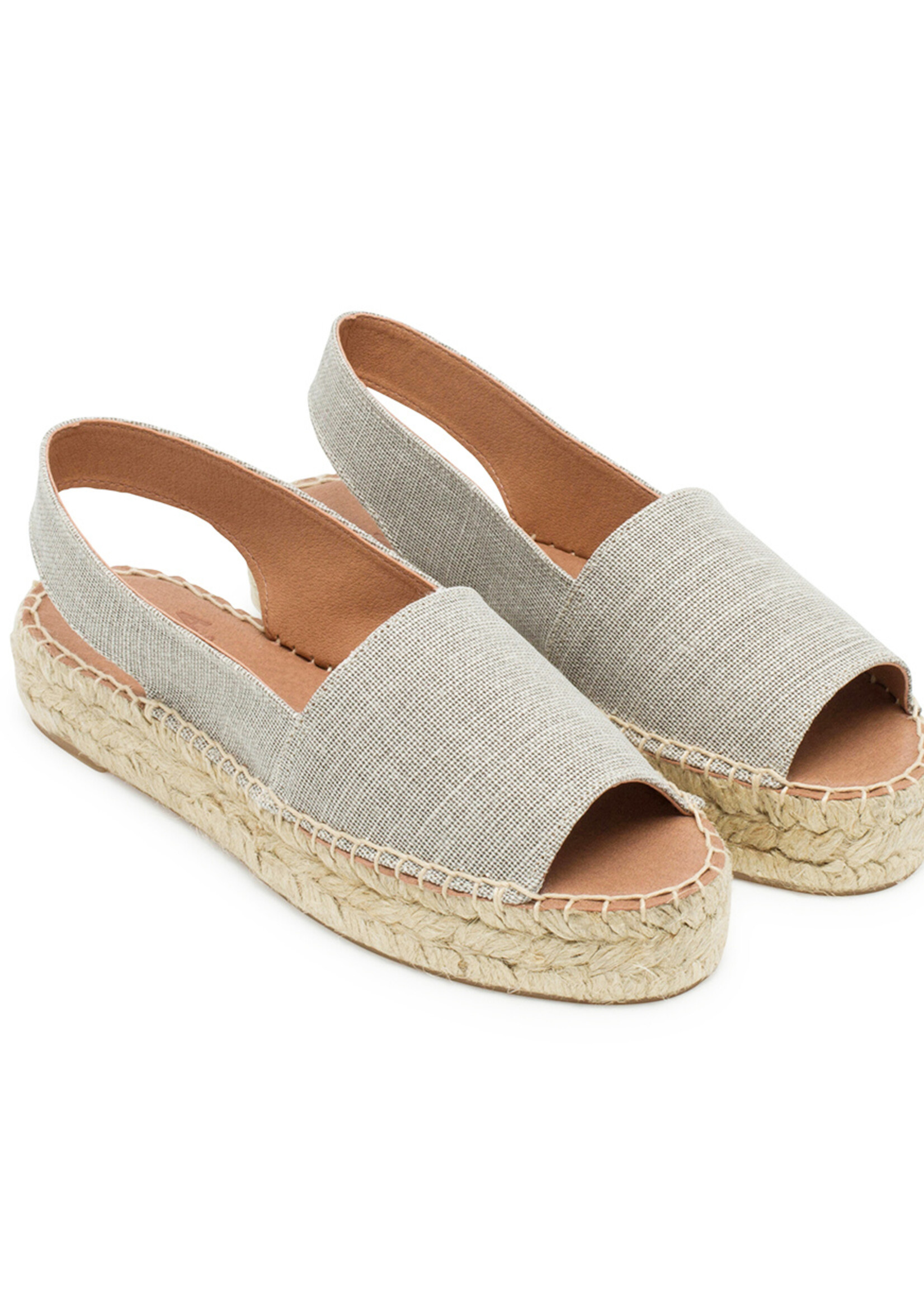 Slingback Espadrilles Leinen Grau