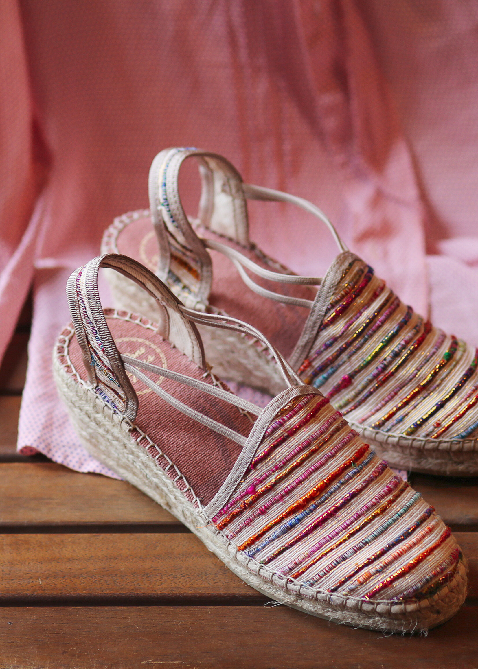 Espadrilles mit Keilabsatz Seide Multicolour