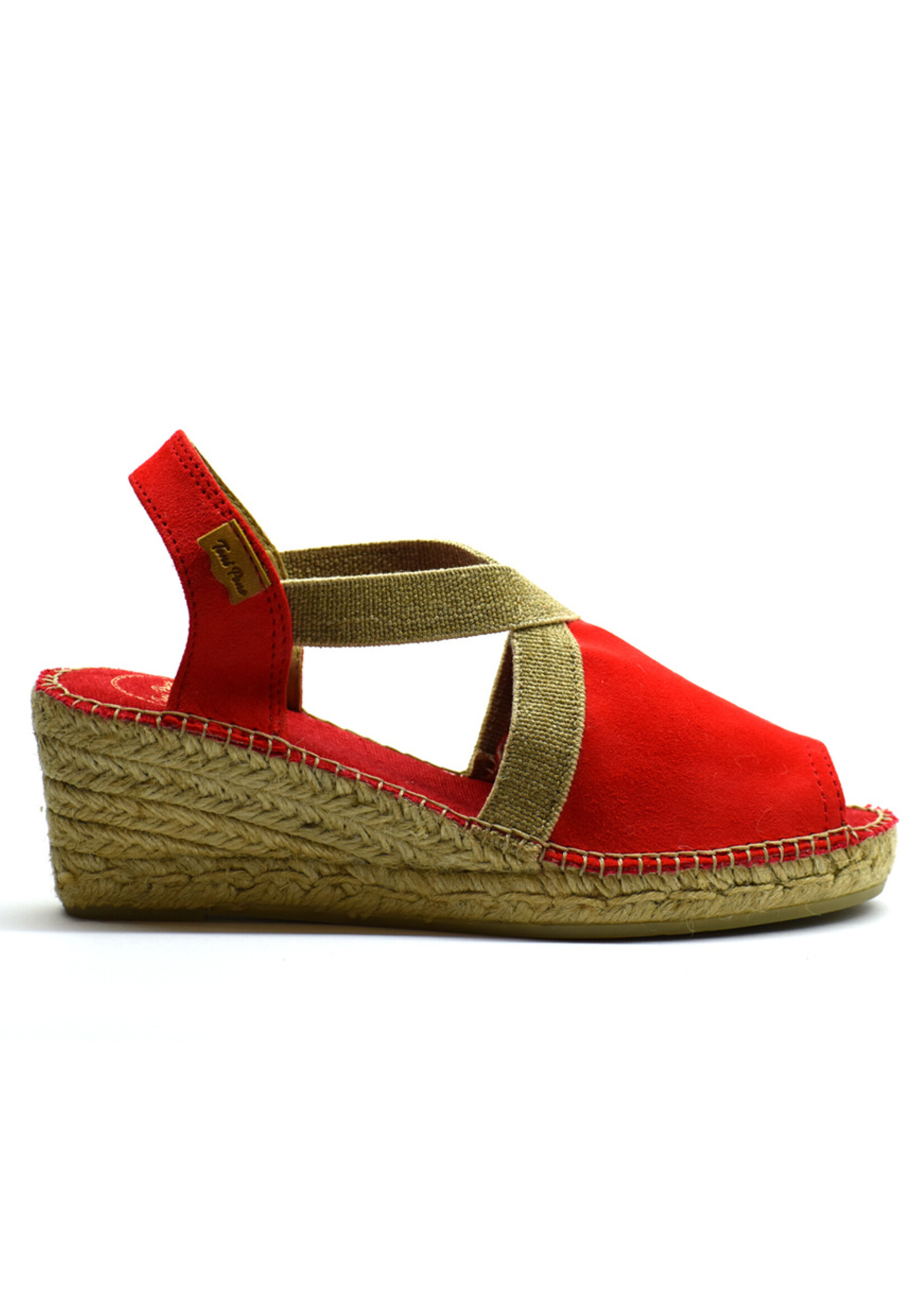 Peeptoe Espadrilles mit Keilabsatz Beerenrot