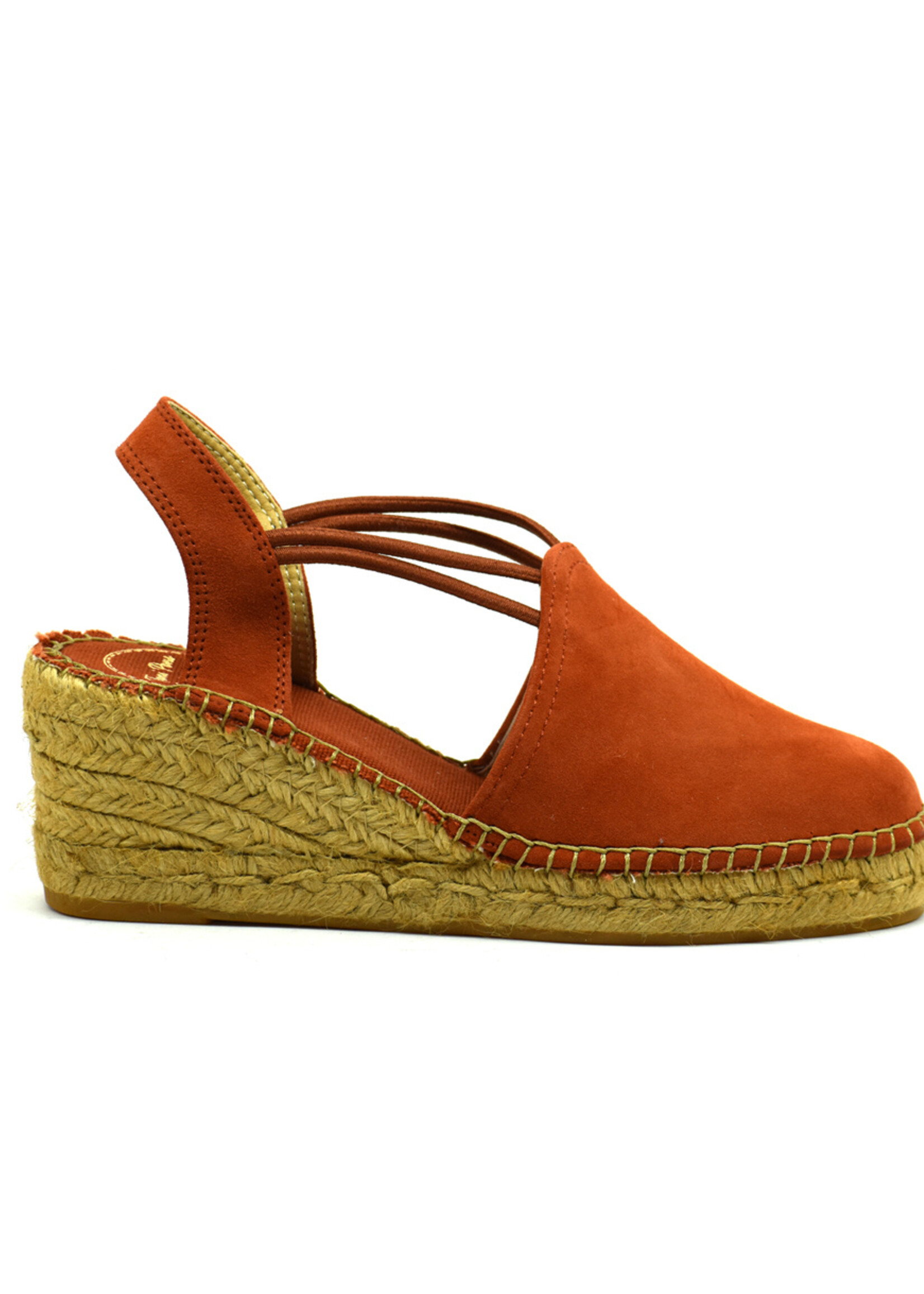 Espadrilles mit Keilabsatz Nubuck Brandy