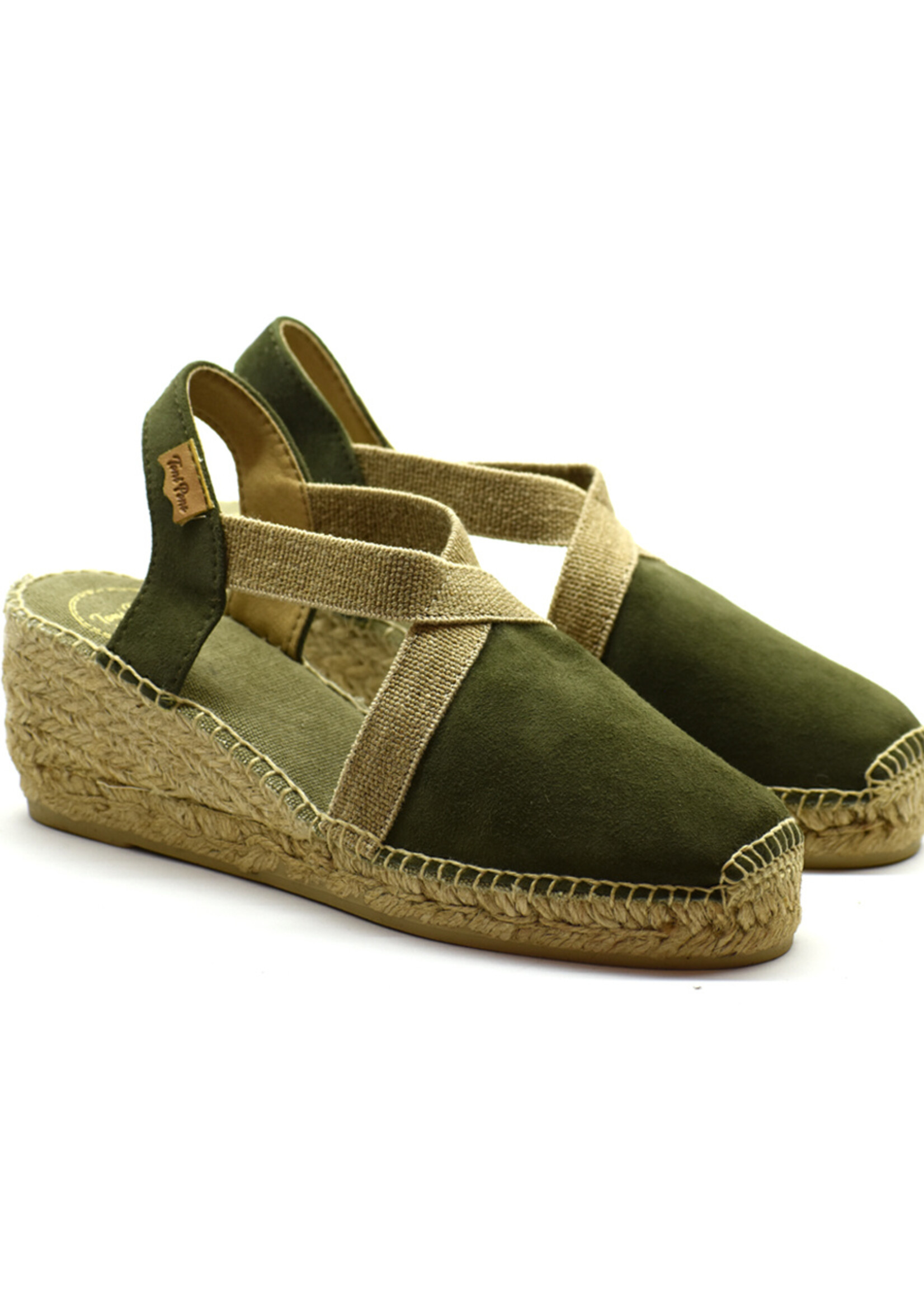 Espadrilles mit Keilabsatz Nubuck Kakhi