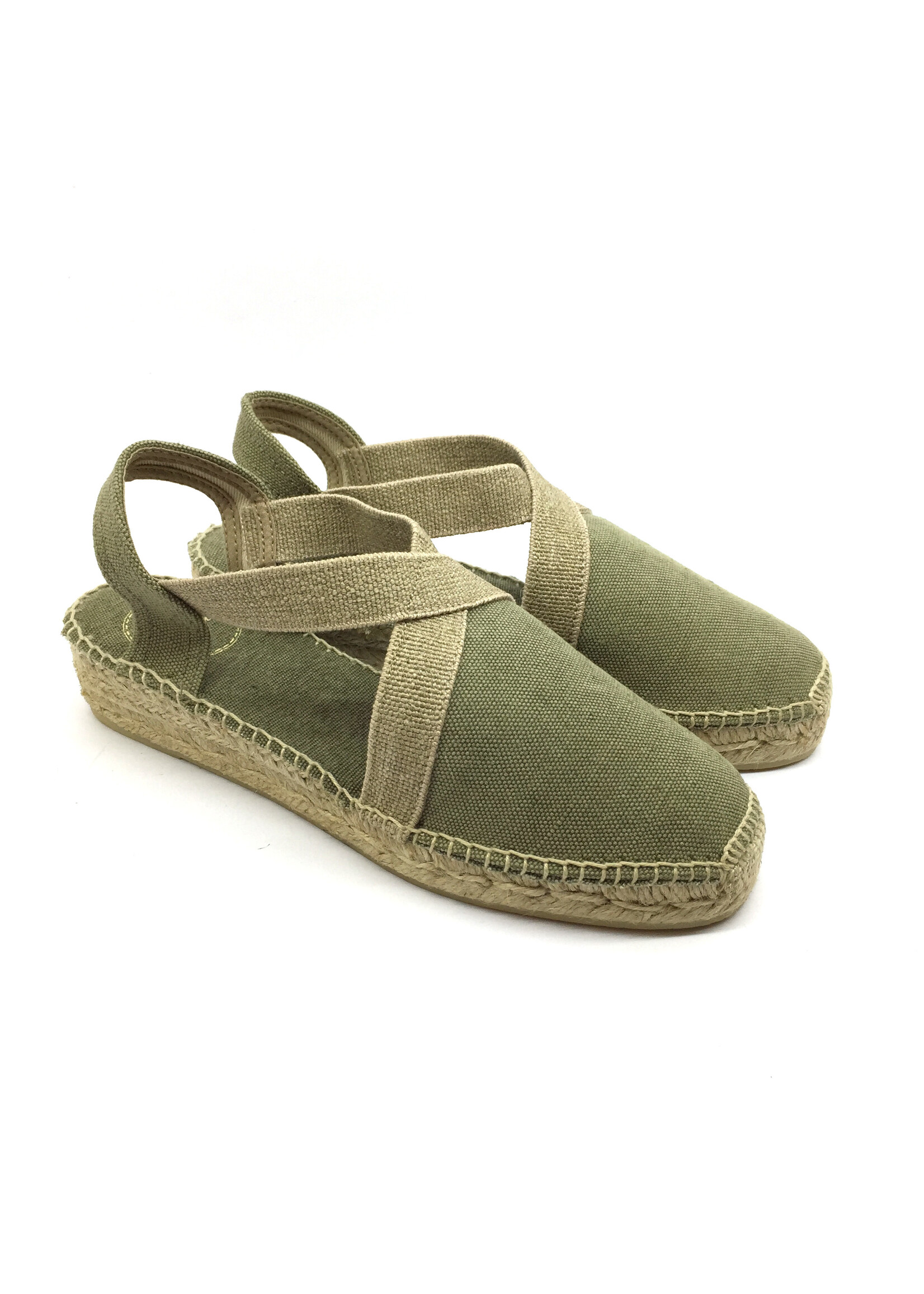 Espadrilles mit kleinem Keilabsatz Leinen Kakhi