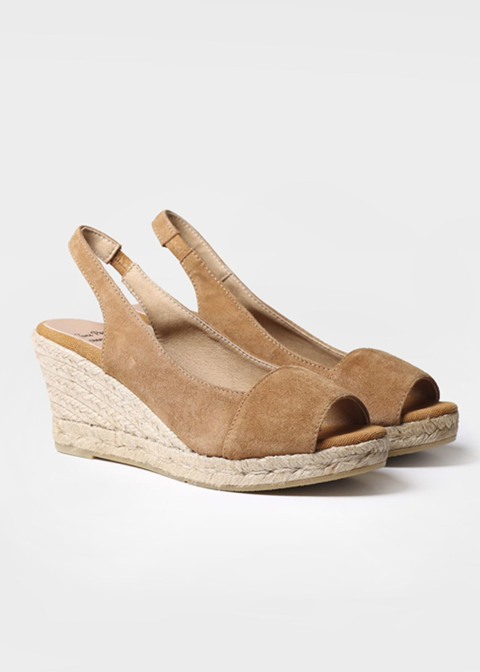 Sling Back  Espadrilles mit Keilabsatz Suede Cuoio