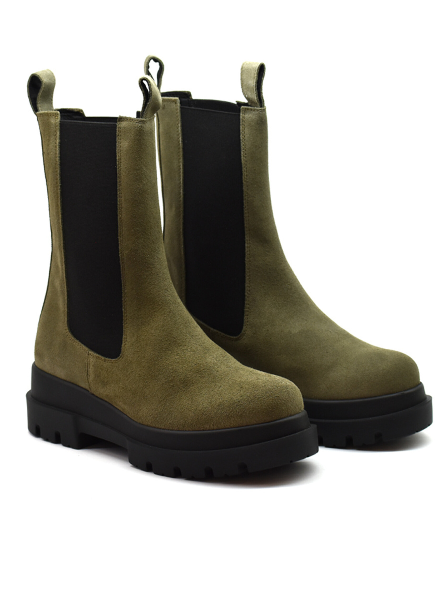 Chunky Chelseas Wildleder Olivegrün