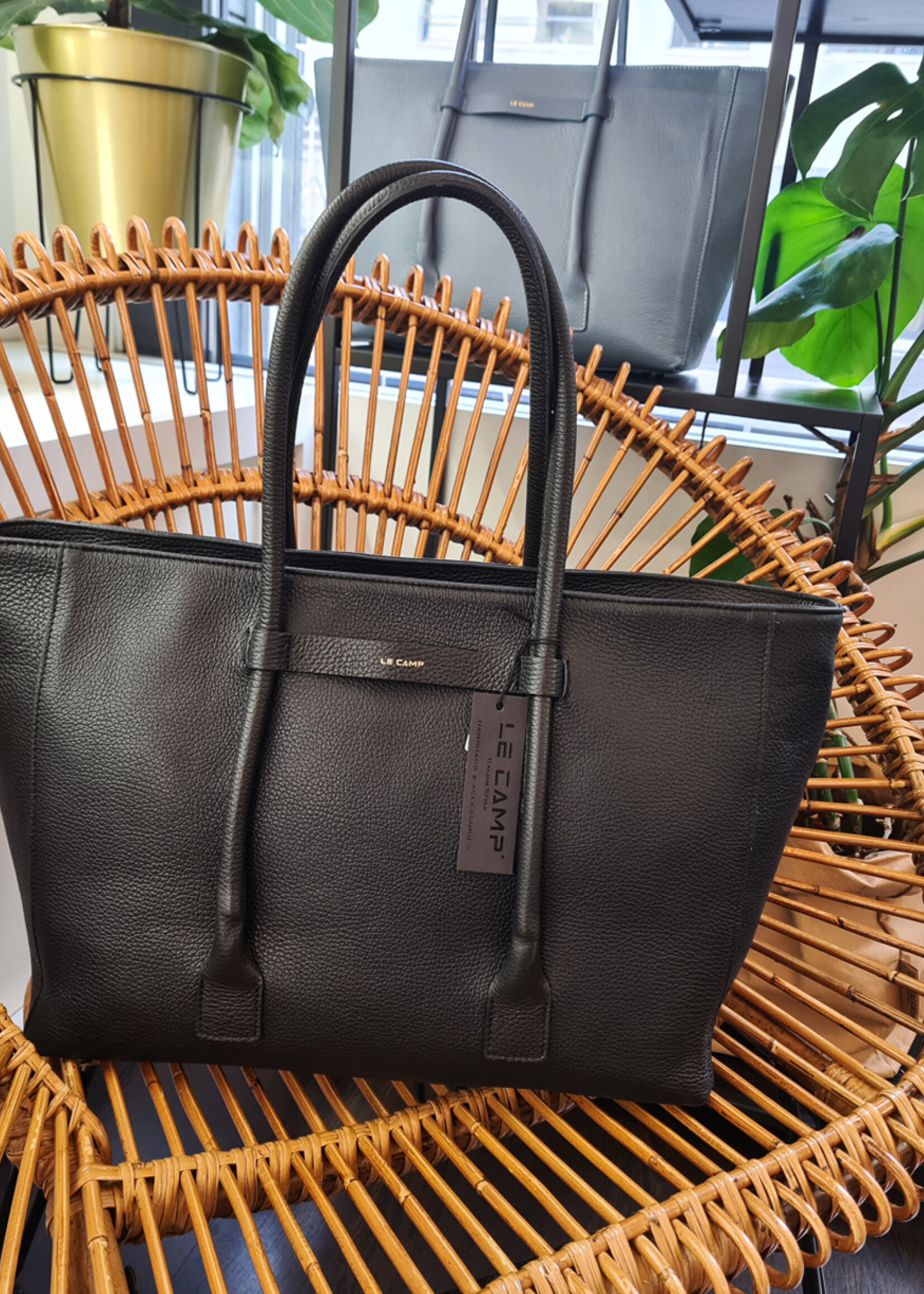 Le Camp Maxi Ledertasche Schwarz