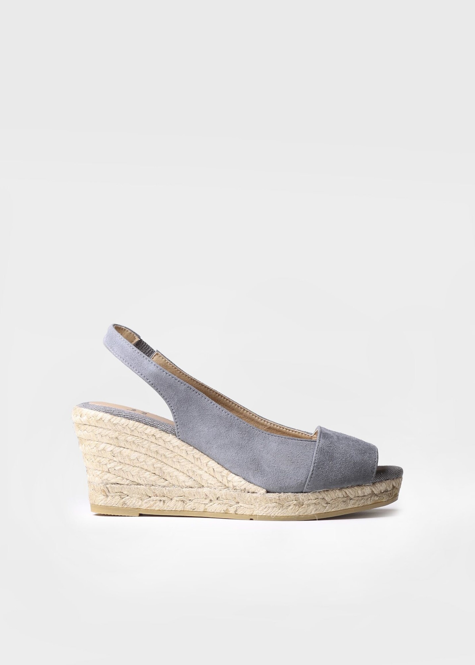 Sling Back Espadrilles mit Keilabsatz Suede Grau