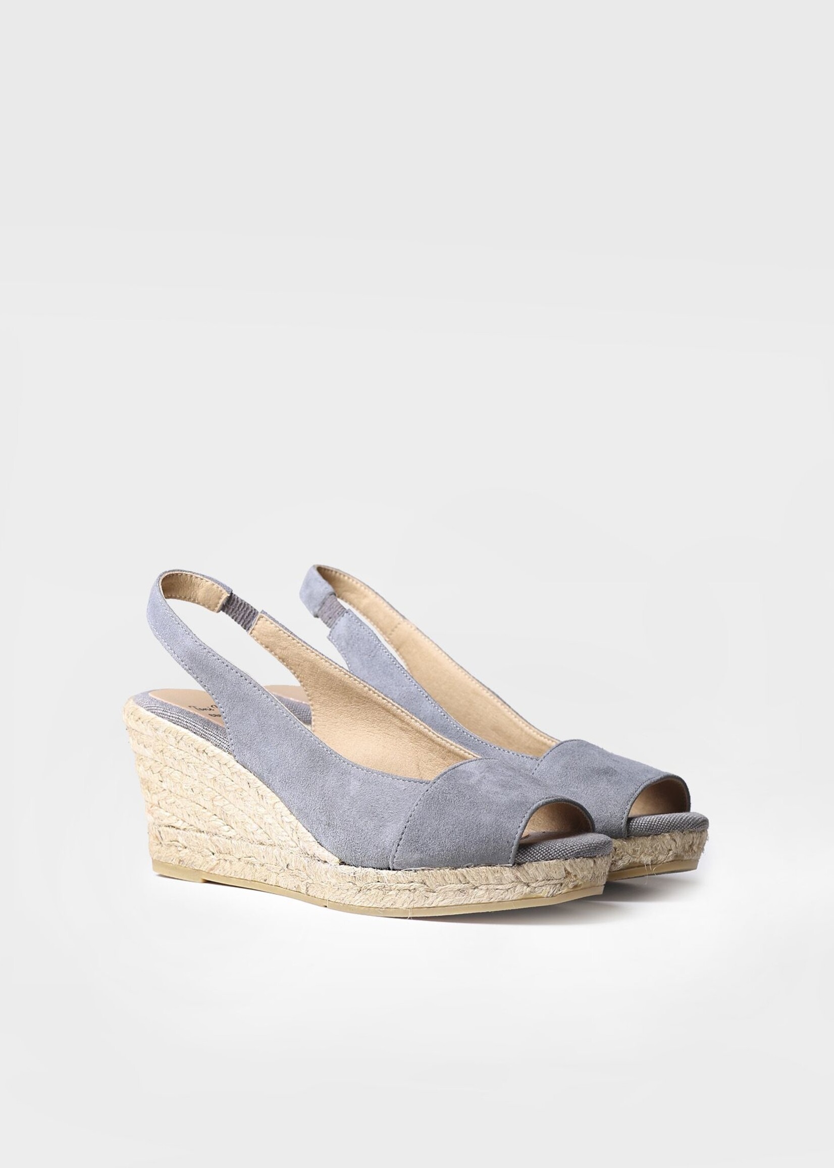 Sling Back Espadrilles mit Keilabsatz Suede Grau