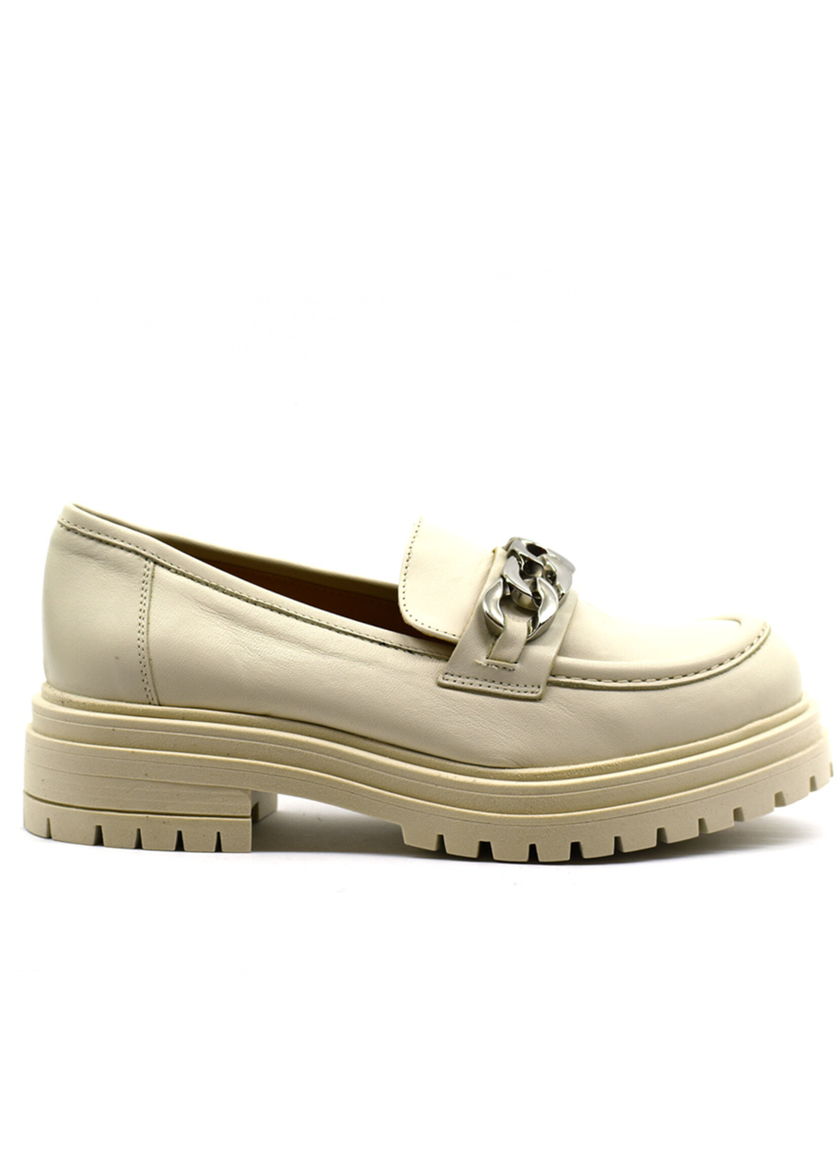 Chunky Loafers Beige Kette Silber