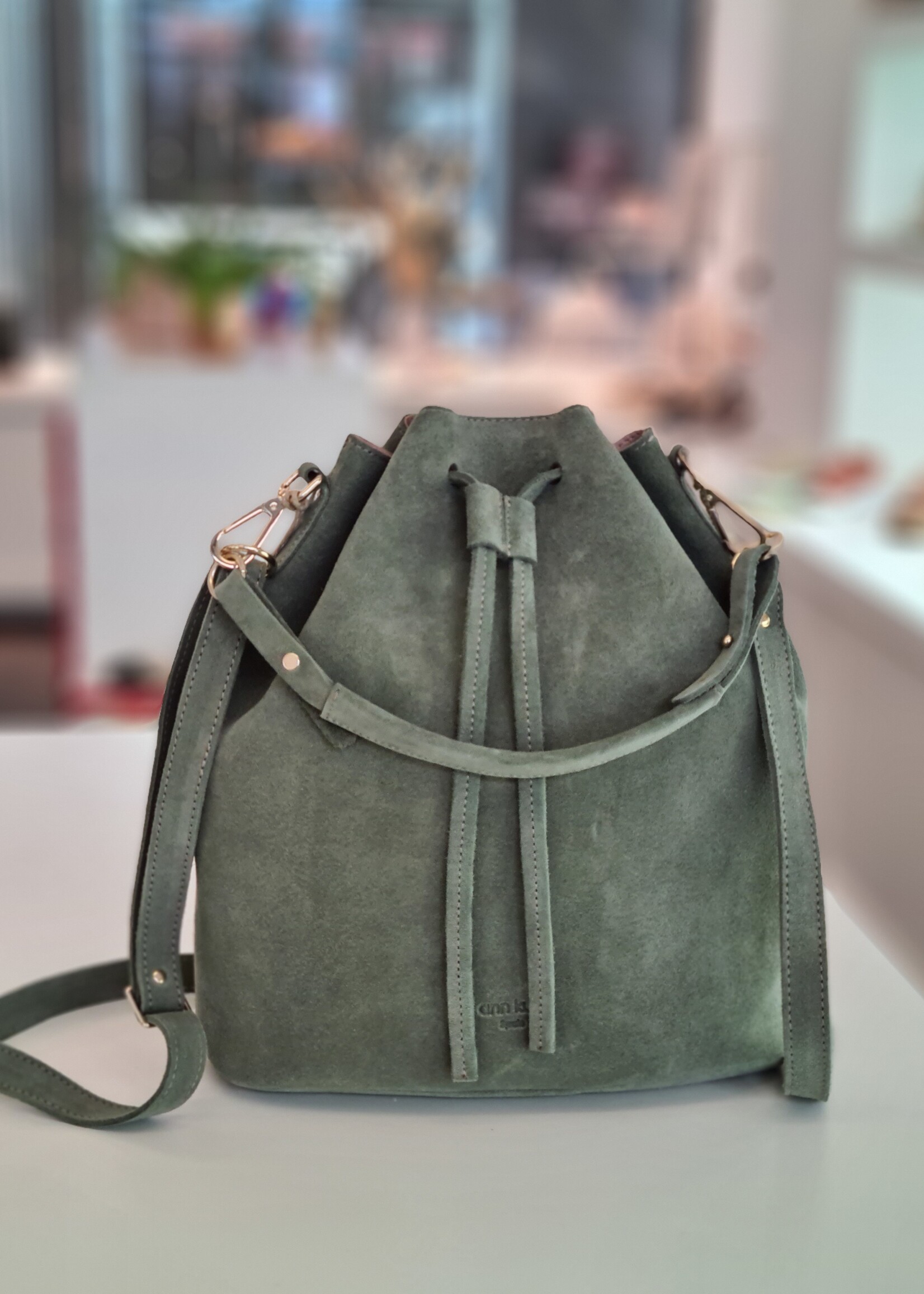 Ann Kurz Saku Beuteltasche Suede Mint Green