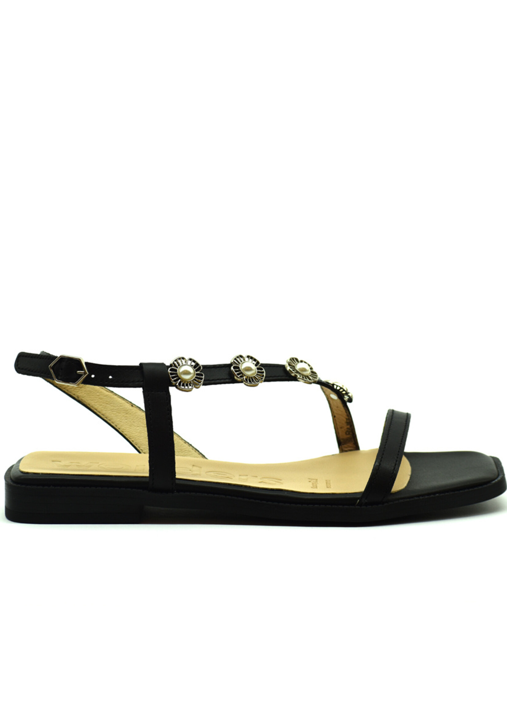 Riemchensandalen Pergamena Black mit Perlen