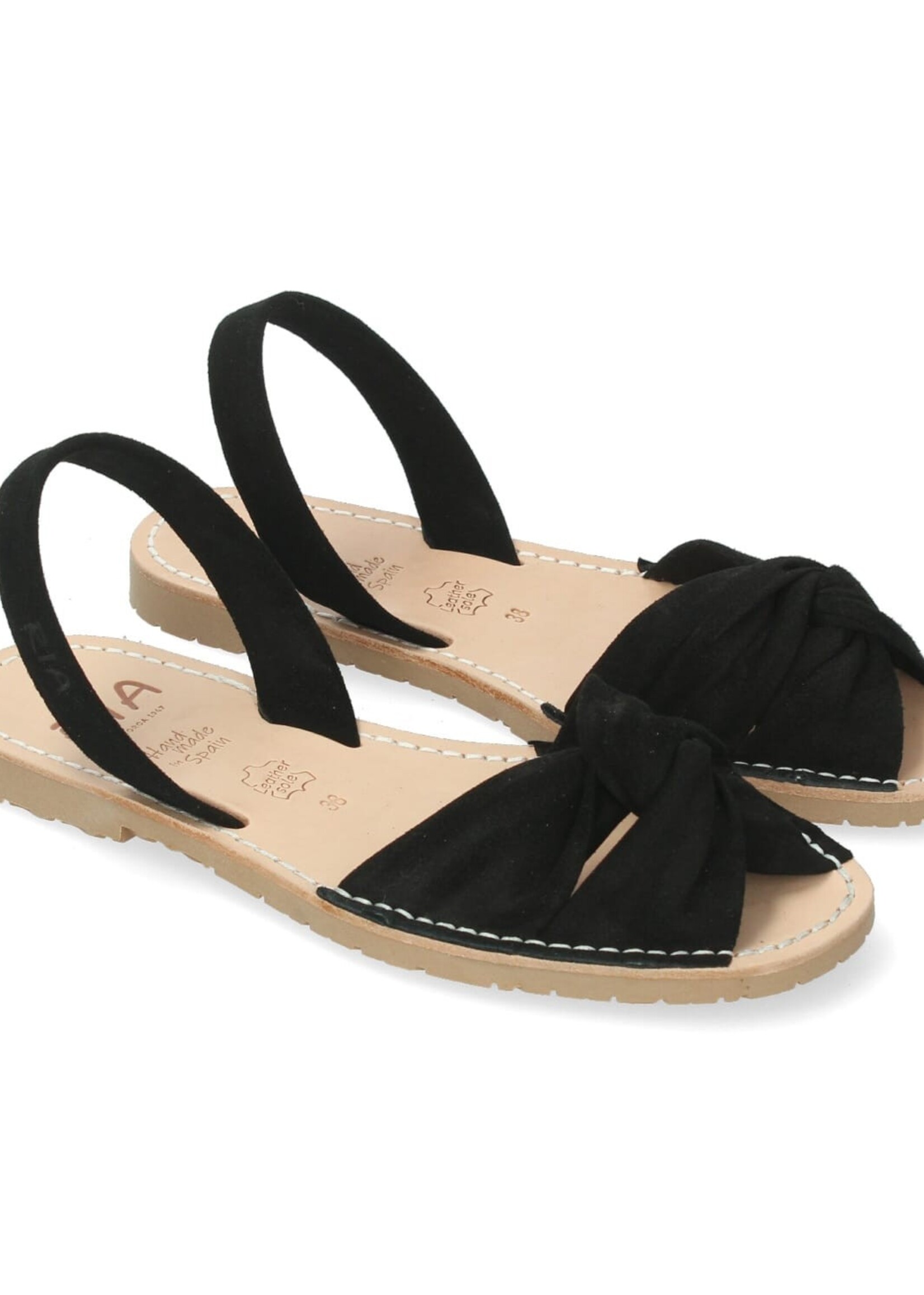 Drapierte Menorquinas Nubuck Schwarz