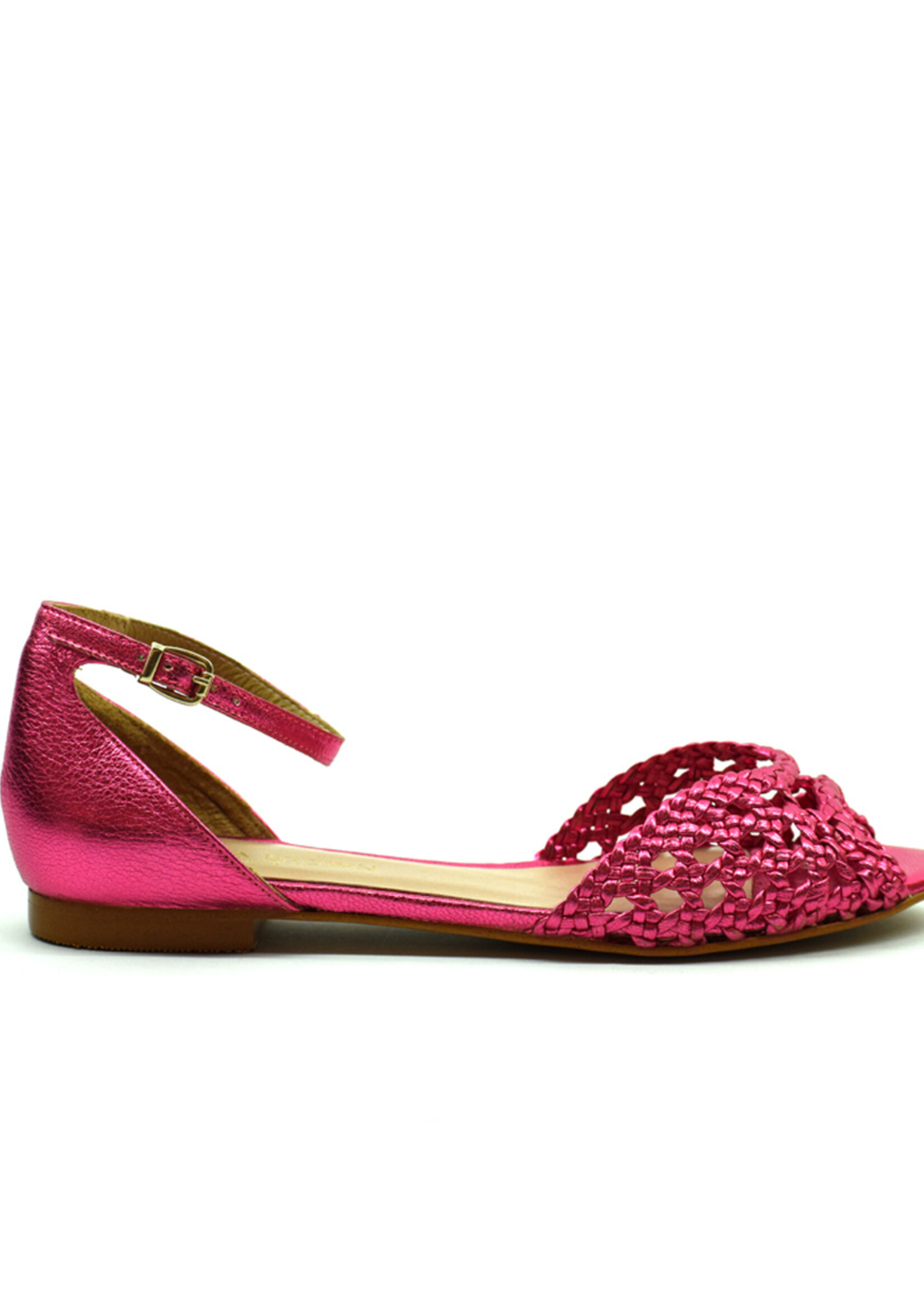 Geflochtene Sandalen Metallic Pink