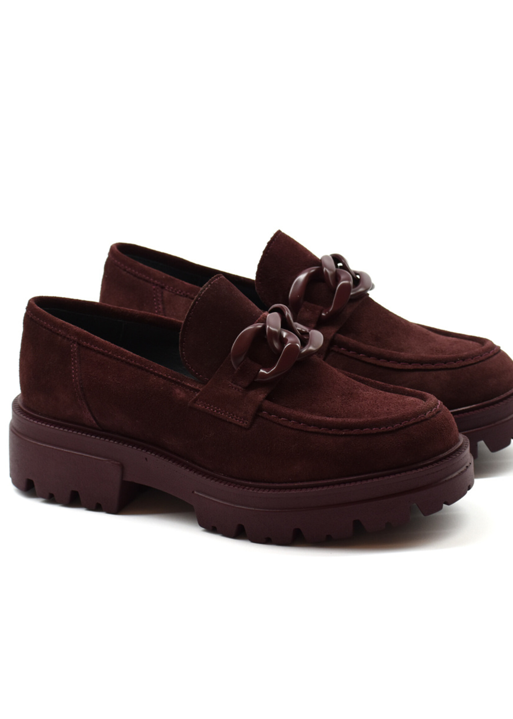 Loafers mit Kette Wildleder Bordeaux