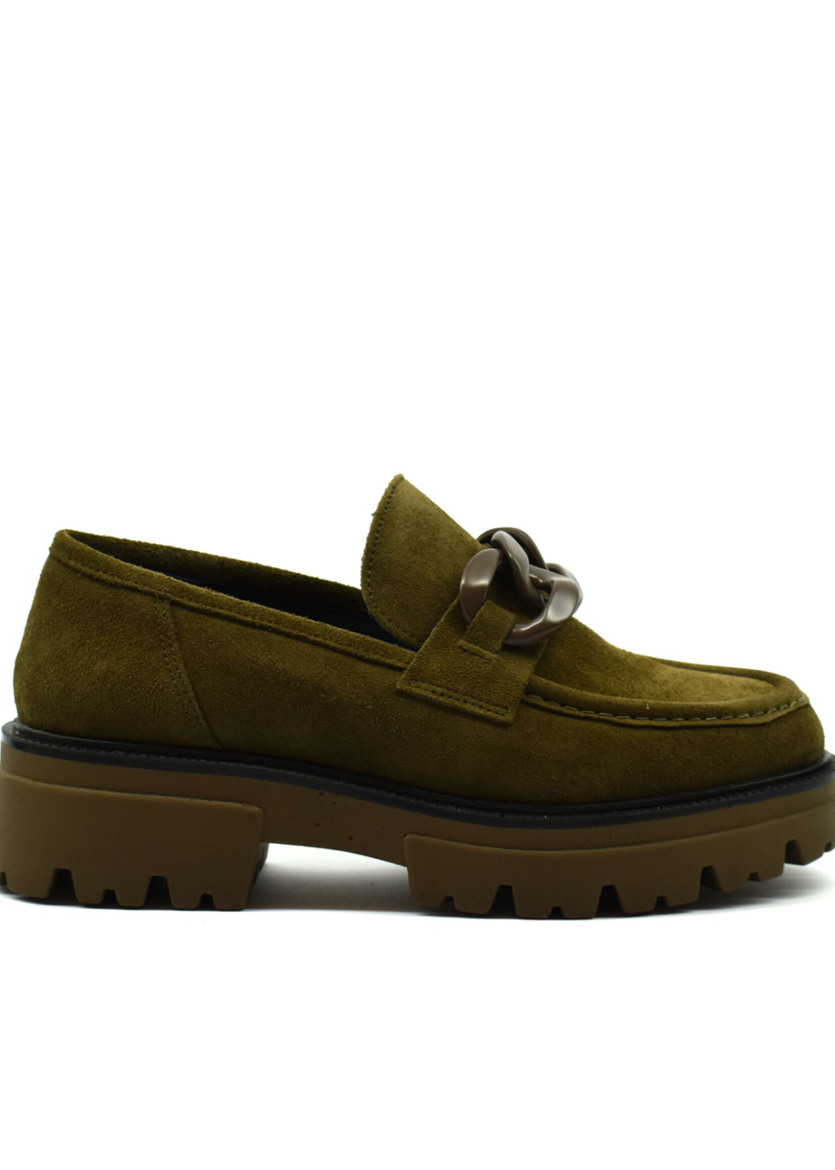 Loafers mit Kette Wildleder Kaki