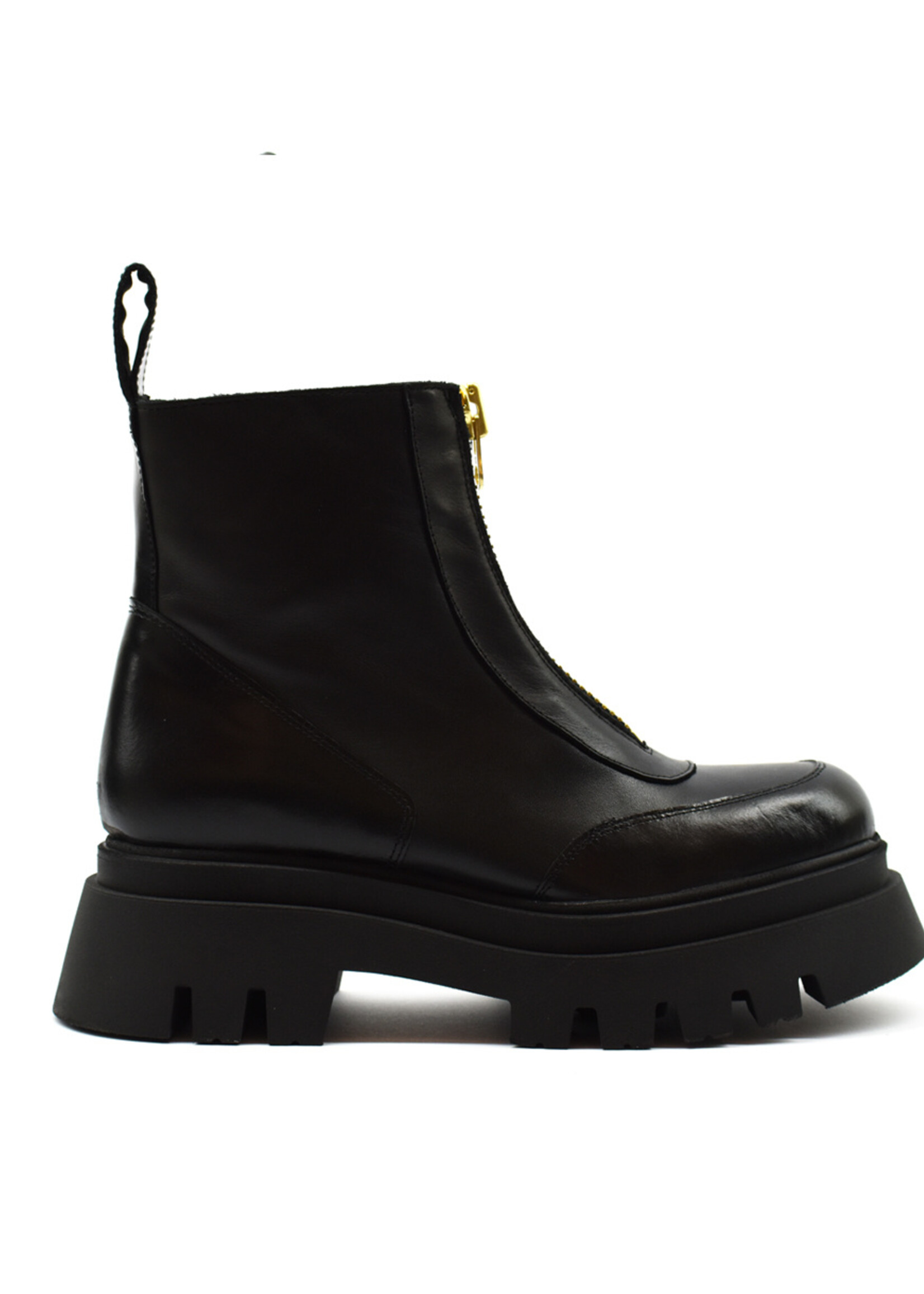 Chunky Boot Front Zipper Gold Napa Schwarz