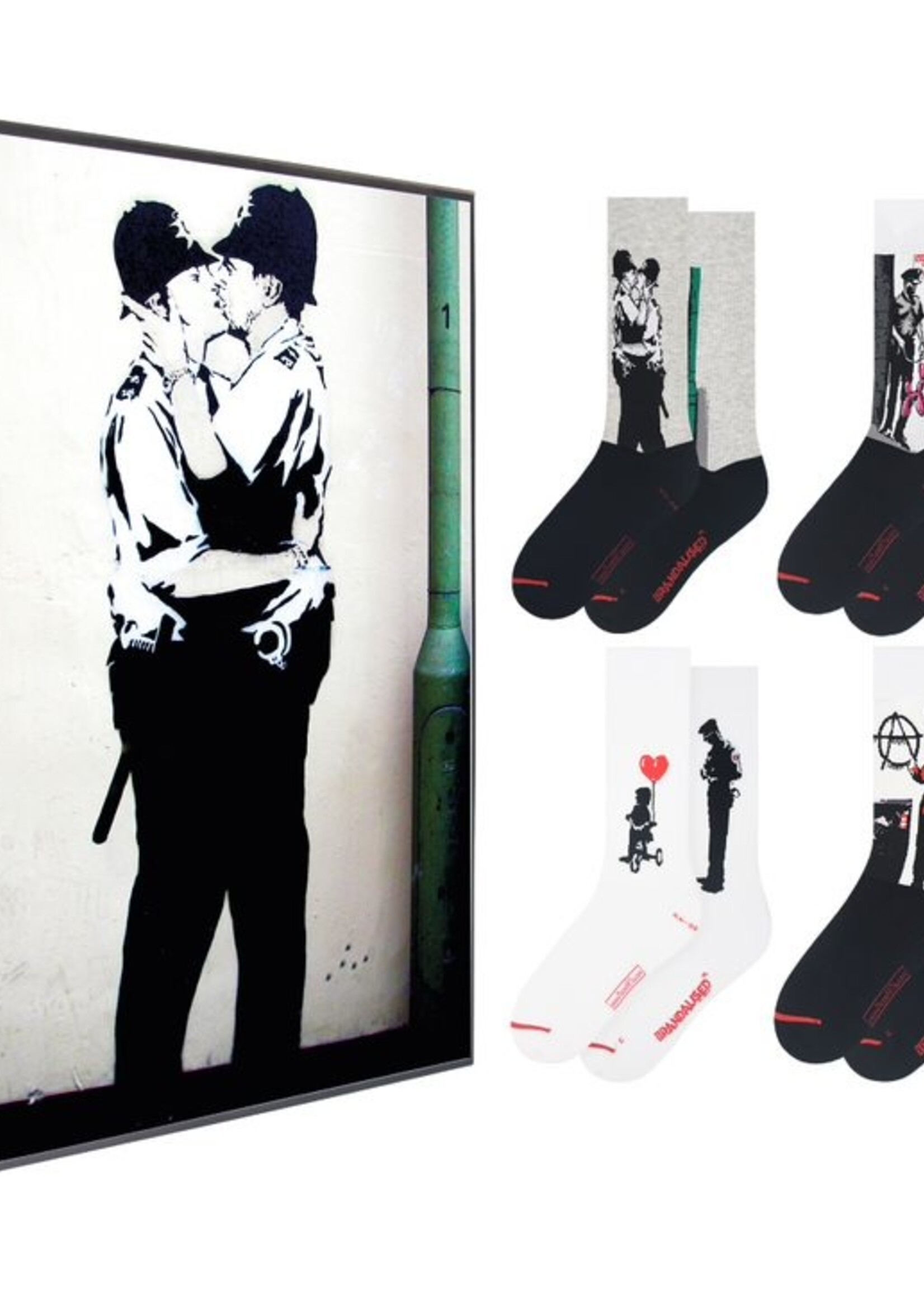 Banksy Graffiti - Kissing Coppers - Geschenkset Coloured Grösse 40-46 (Einheitsgrösse)