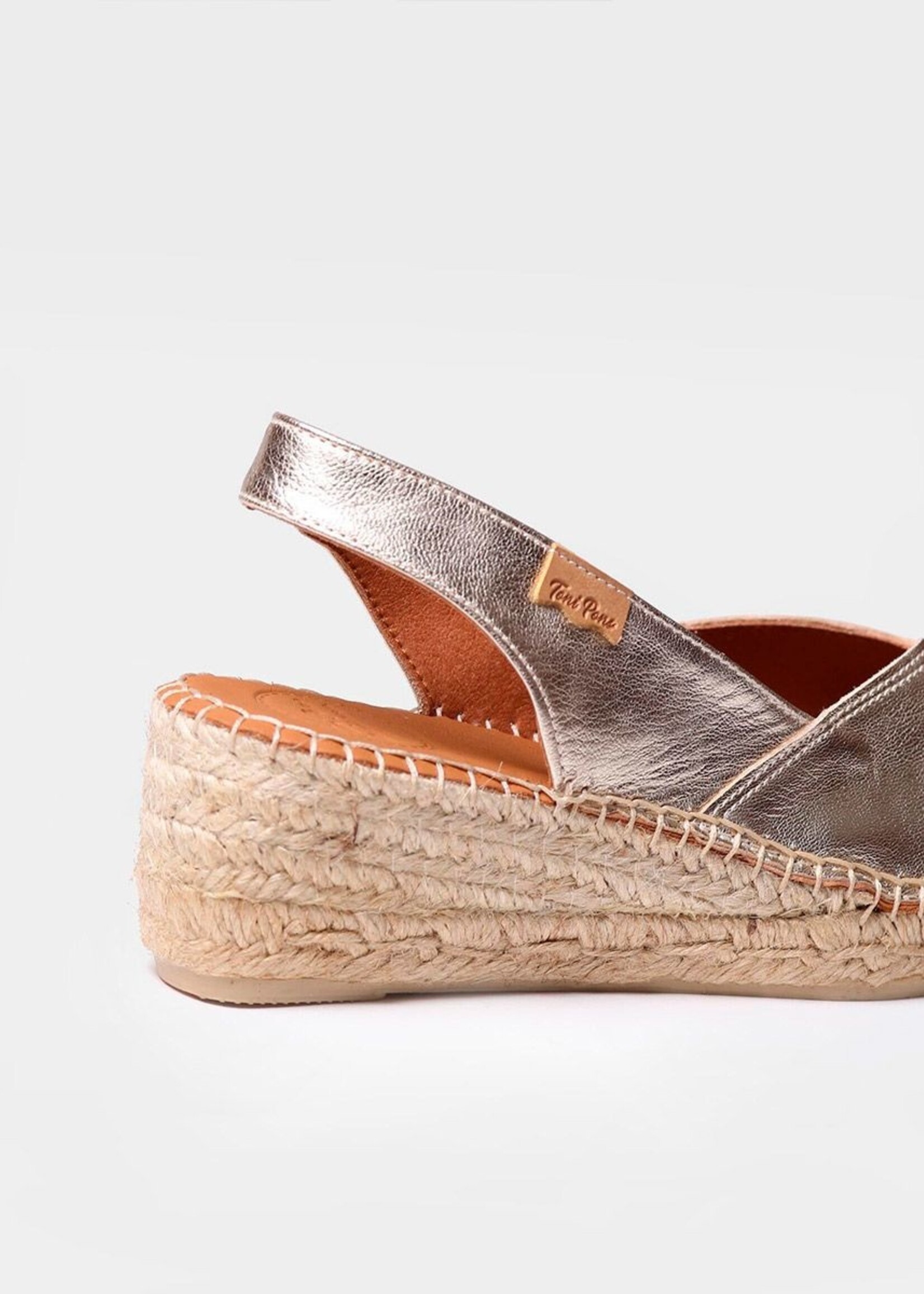 Sling Back Espadrilles mit Keilabsatz Napaleder Platingold