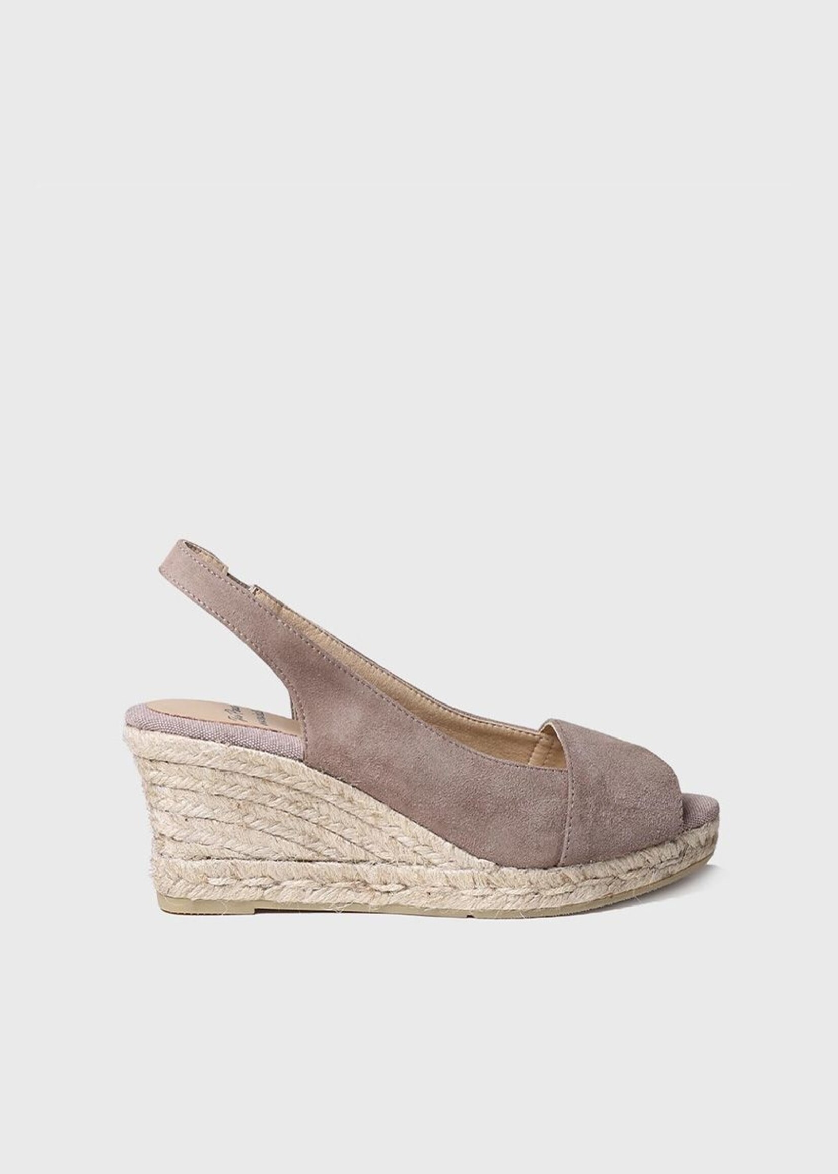 Sling Back Espadrilles mit Keilabsatz Wildleder Taupe